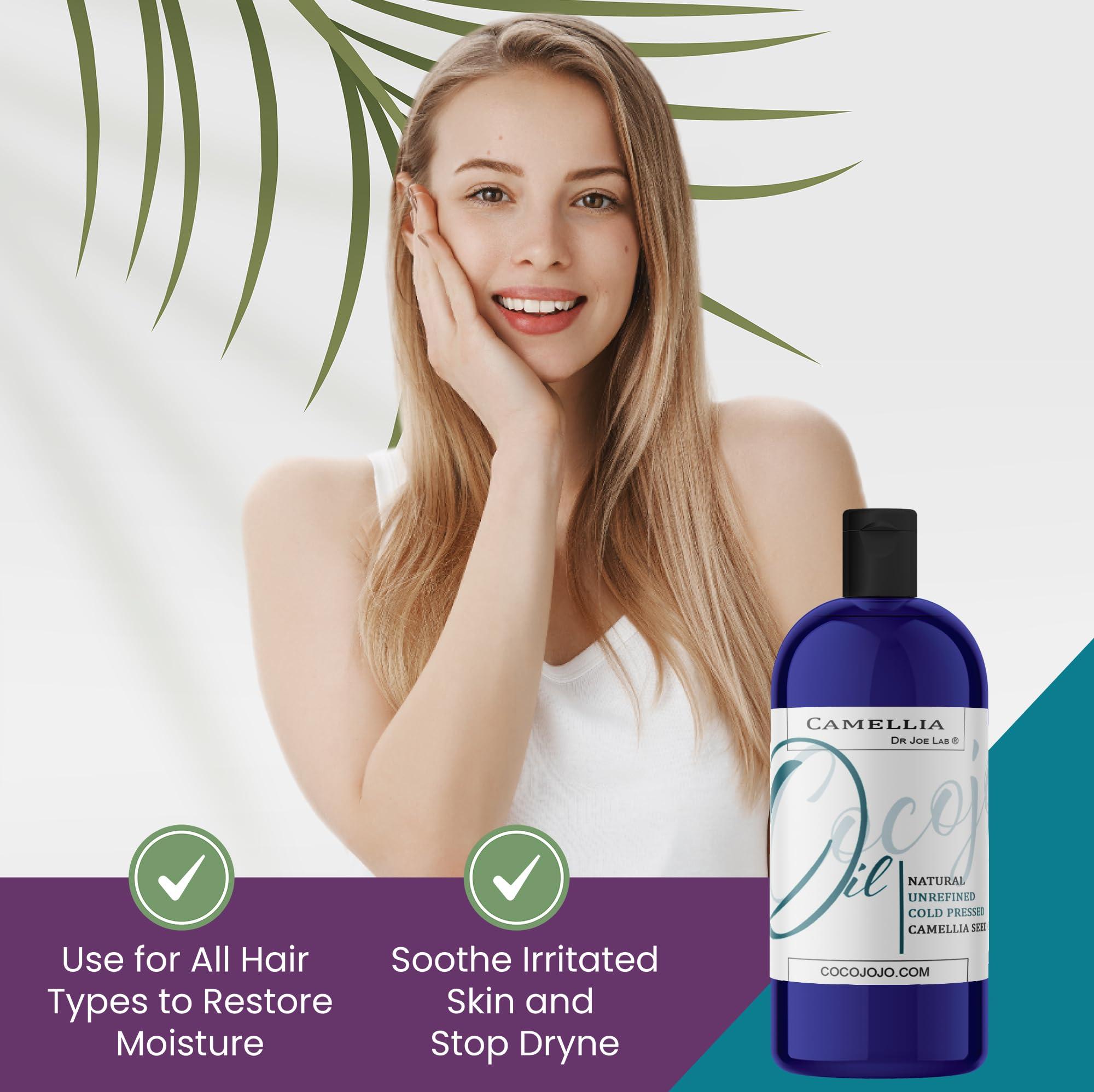 Dr Joe Lab Dr Joe Lab Japanese Camellia Seed Oil - Pure, Cold Pressed, Non-GMO Carrier - 8 oz - for Skin, Hair, Nails, Body, Facial Hair - Hydrating Moisturizing Vegan Nourishing - Packaging May Vary