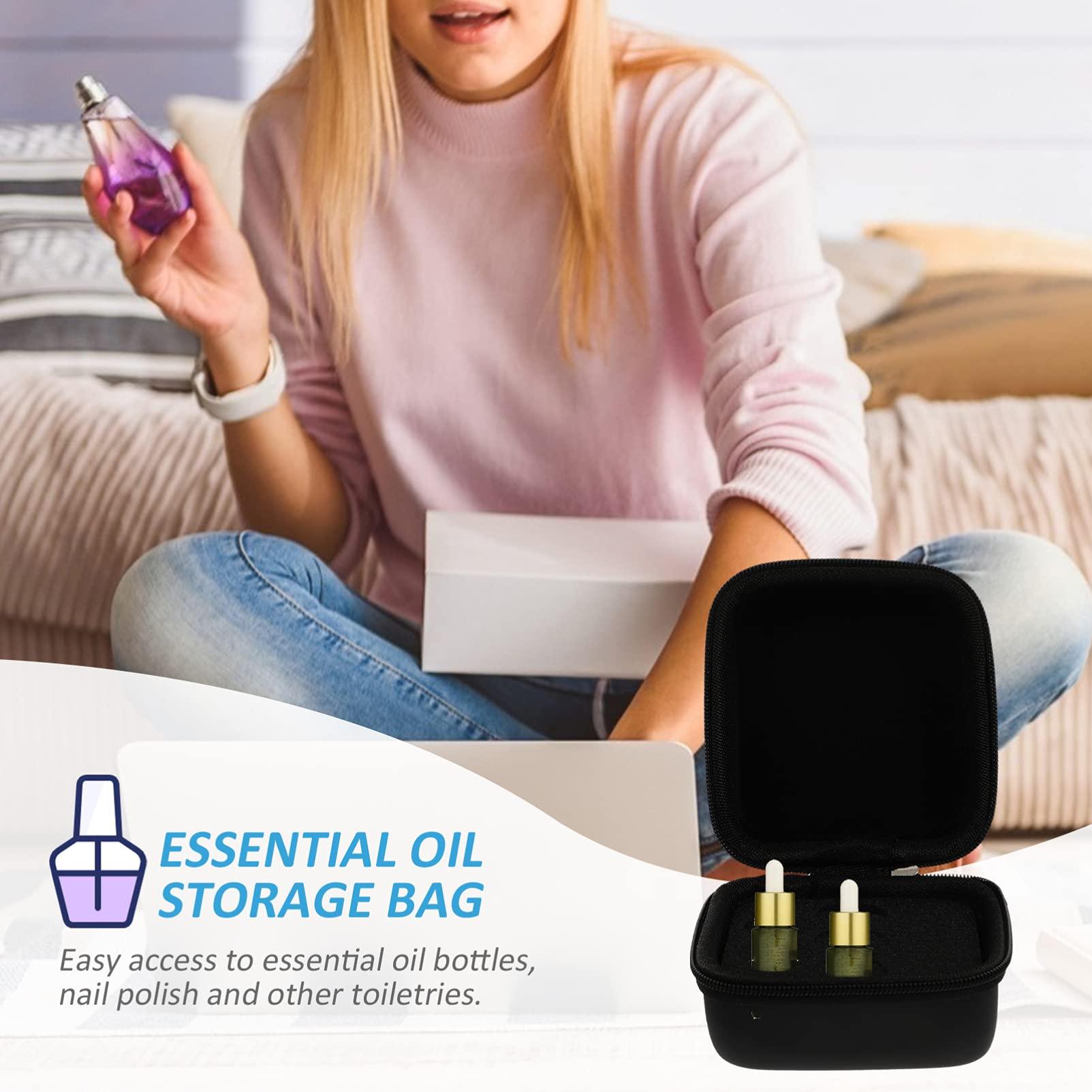 DOITOOL DOITOOL 6 Pcs Essential Oil Storage Box Peppermint Polish Essential Oil Bottle Holders Essential Oil Holder Essential Oil Storage Organizer Practical Essential Oil Bottle Bags Air Black Pu