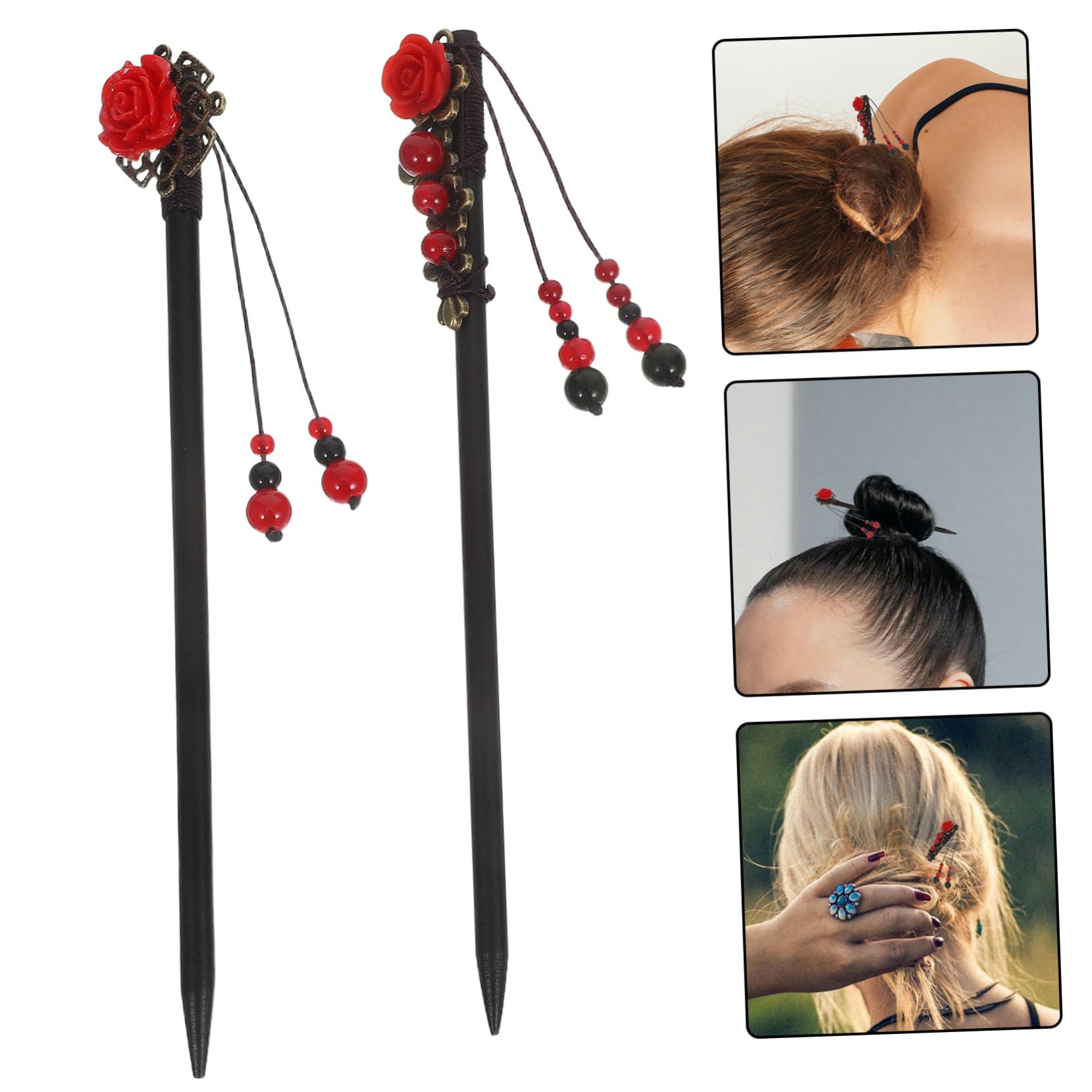 NOLITOY NOLITOY 2 Hair Chopsticks Chinese Hair Sticks Flower Hair Pins Hair Clips for Buns for Parties