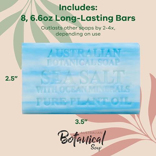 Australian Botanical Soap Australian Botanical Soap, Sea Salt with Ocean Minerals 6.6 oz (187g) Soap Bars | Natural Soap Base | All Skin Types | Women & Men | Shea Butter Enriched Bar Soap - Pack of 8
