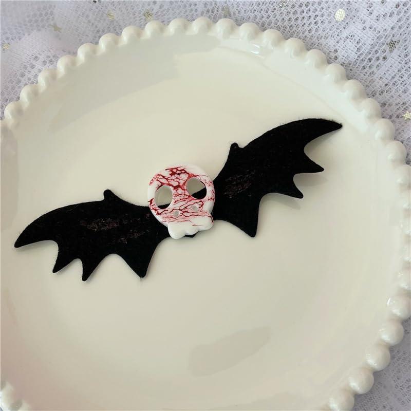 BBTDIN Halloween Skull Clip Bat Wing Halloween Punk Goth Bow Halloween Skeleton Bat Wings Clips BHWH40 (A3)
