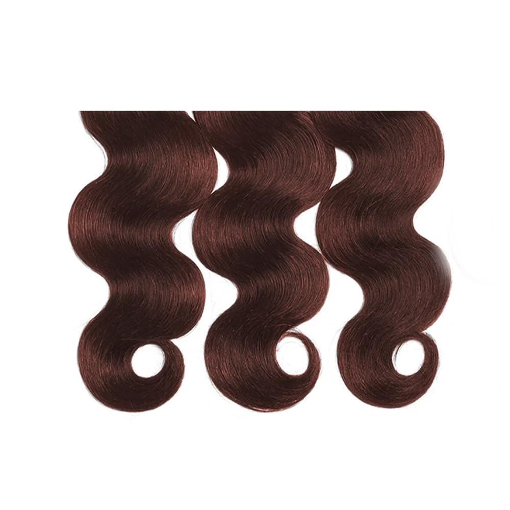 Lukcttr Copper Brown Bundles Color #33 Body Wave Human Hair Bundles Brazilian Virgin Hair 14 14 14 Inch Reddish Brown Body Wave Bundles Human Hair #33 Copper Red Bundles