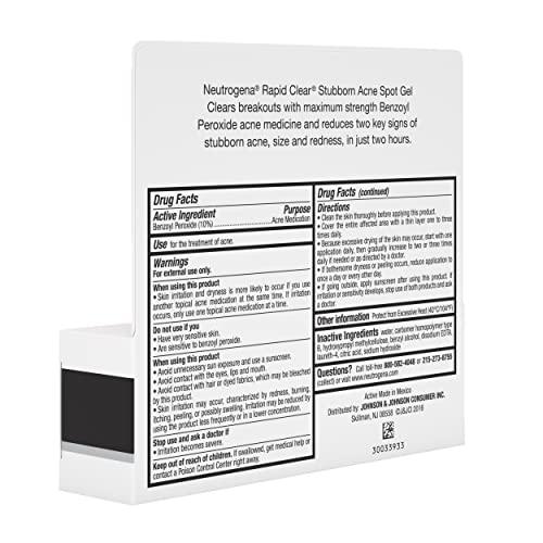 Neutrogena Neutrogena Rapid Clear Stubborn Acne Spot Treatment Gel with Maximum Strength 10% Benzoyl Peroxide Acne Treatment Medication, Pimple Cream for Acne Prone Skin Care, 1 oz