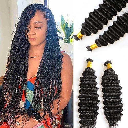 Y WIGS Y WIGS Deep Wave Bulk Human Hair for Braiding No Weft Virgin Human Hair 100g 22inch Micro Braids Human Hair Bulk NC