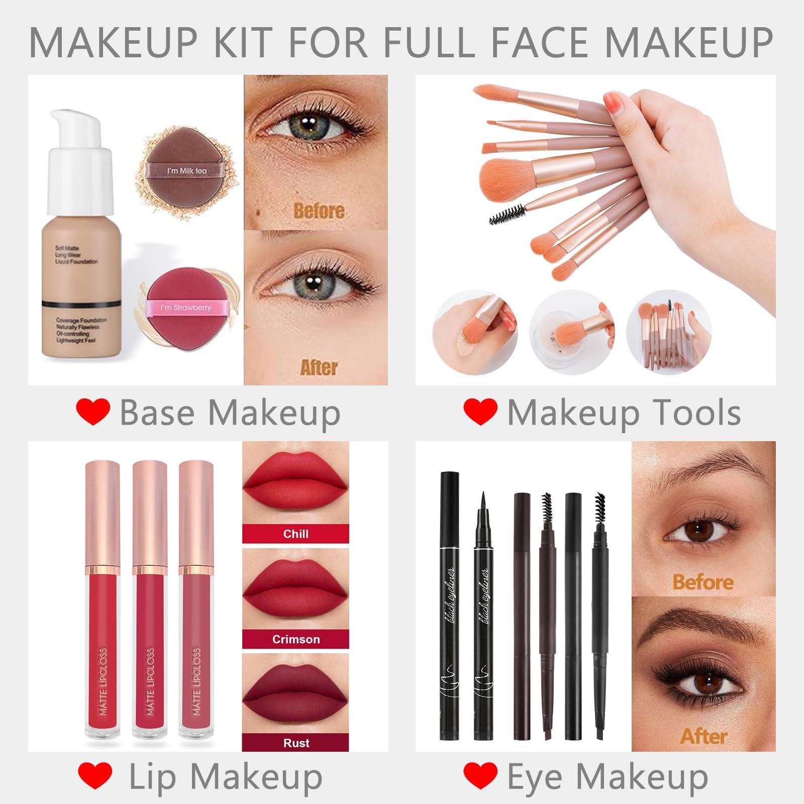 CHARMCODE Professional Big Makeup Kit for Teens Girls & Women Full Kit, Beauty Case with Beginner Cosmetics Sets, All-in-One Make Up Gift Box with Lipgloss, Eyeshadow,Blush,Highlight,Brow&Liner Pens,Brush,etc