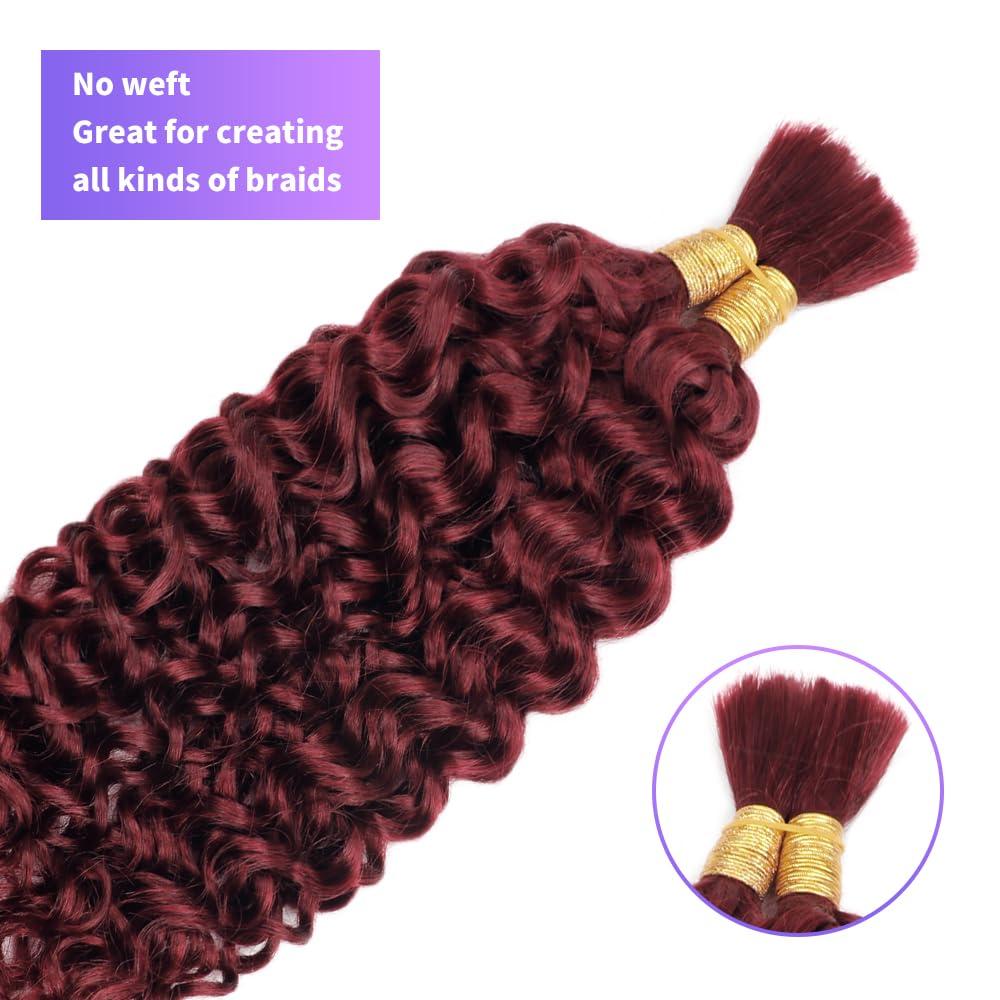 kloiynj Human Braiding Hair Water Wave Bulk Human Hair For Braiding 100g (1pack-2bundles) No Weft 100% Unprocessed Virgin Human Braiding Hair For Boho Braids Water Wave Micro Braiding Human Hair 16inch #99J