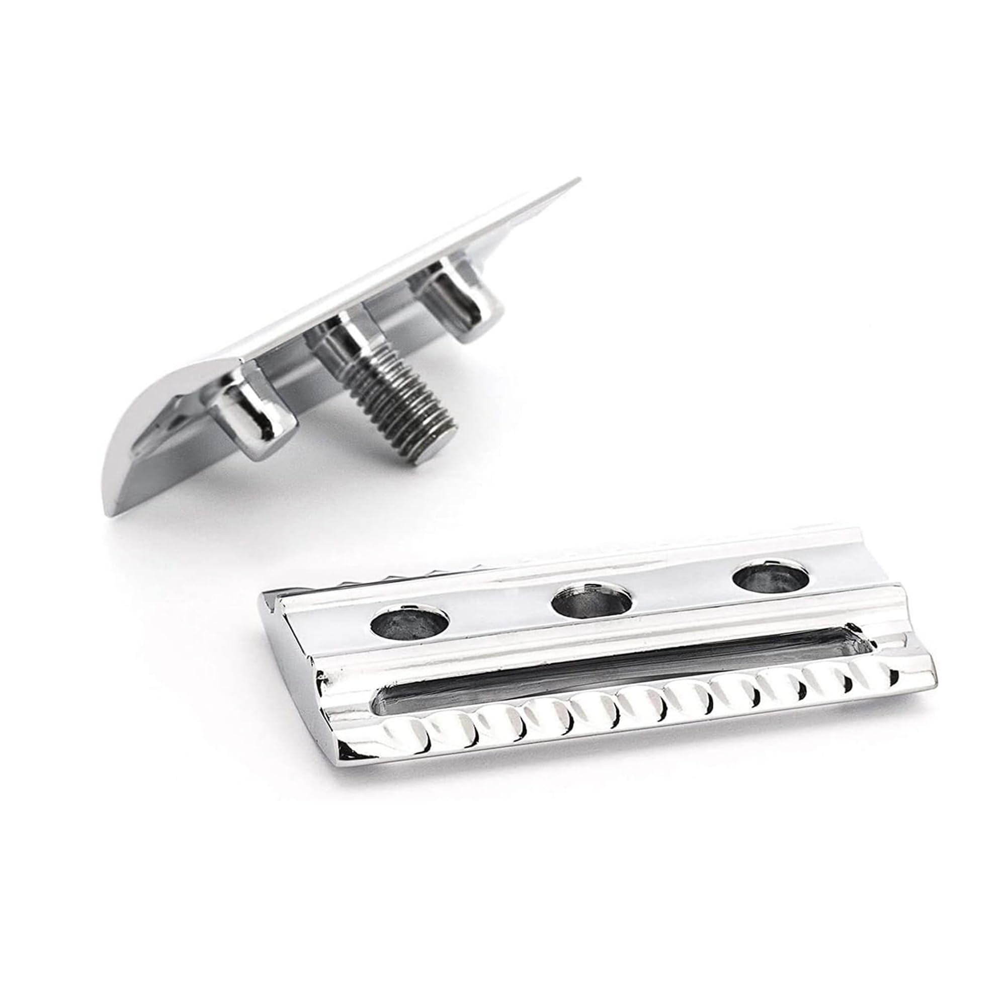 MHLE MHLE EDITION Chrome 2-Piece Shaving Set - Classic Closed Comb R89 Safety Razor & Razor Stand Safety Razor Kit for Men, Shaving Razor, Straight Razor Shaving Kit for Men