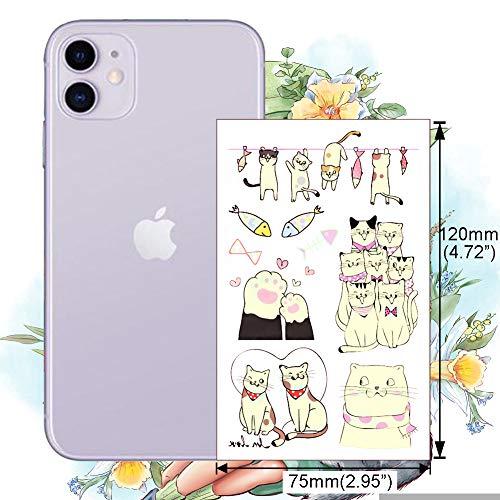 Fanoshon Fanoshon Cat Face Tattoos Temporary for Kids, 12 Sheets Small Halloween Glow in the Dark Cat Paw Kitten Waterproof Body Stickers Birthday Party Favor Goody Bag Fillers,Cartoon Pet Tattoo Sticker Set