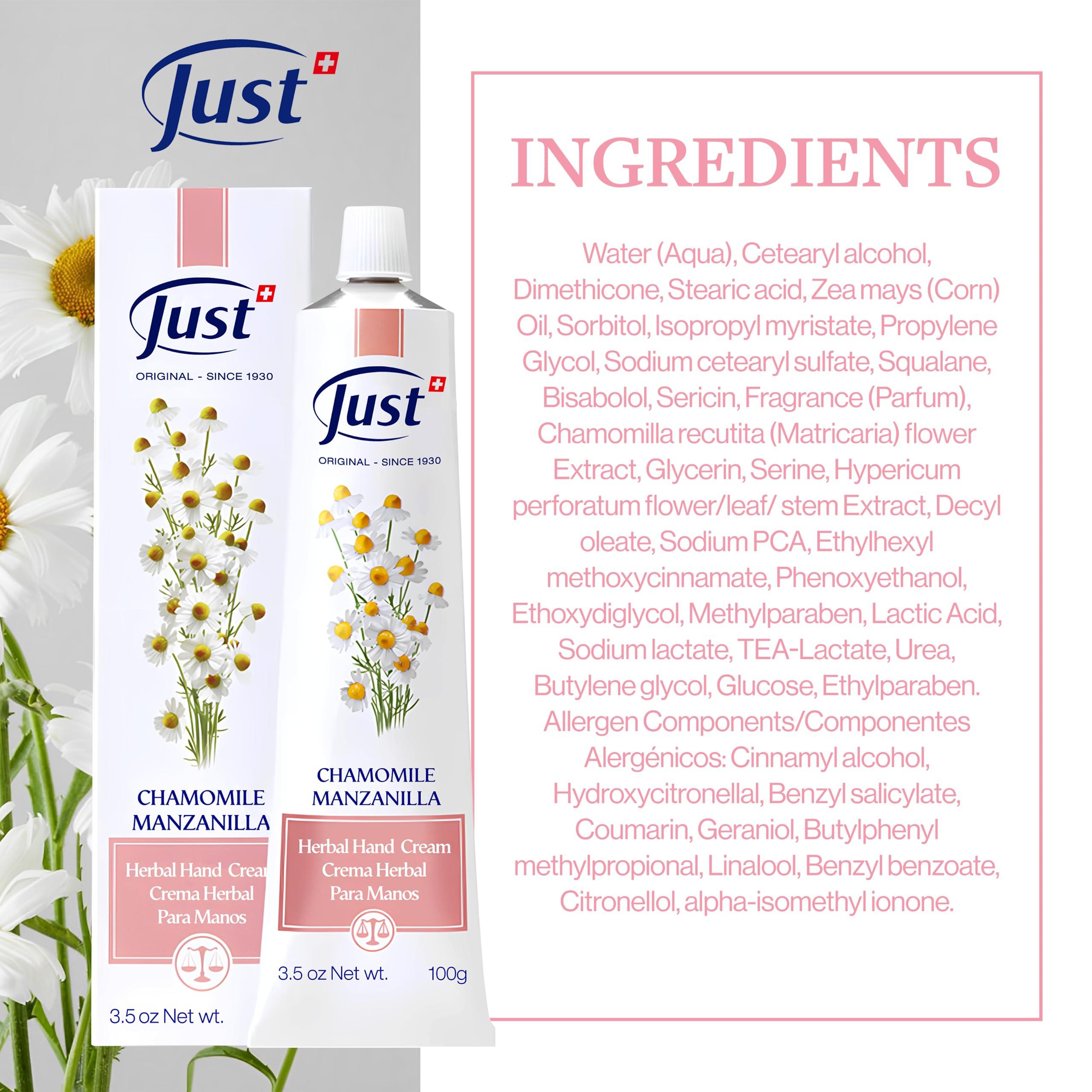 SwissJust SwissJust Chamomile Hand Cream 100ml, Protecting Cream that Concentrates the Comforting & Relaxing Properties of Chamomile. Strengthens the skin, Provides Elasticity & Restores Anti Aging Hand Cream