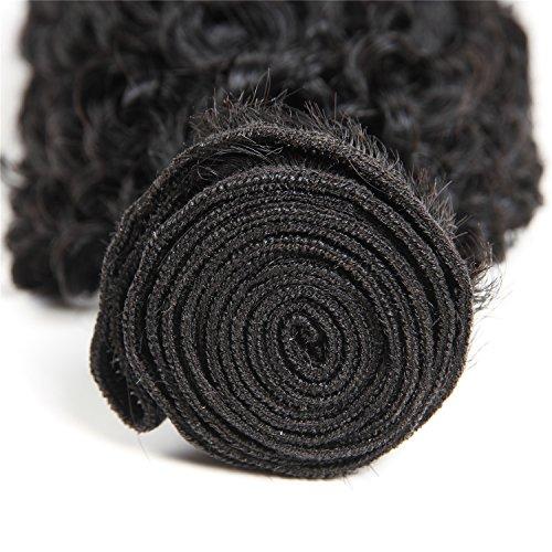 BLY BLY 7A Mongolian Afro Kinky Curly Human Hair 3 Bundles Unprocessed Hair Weave Weft Big Hair for African American Women Natural Color (12/14/16 Inch, Kinky Curly Black)