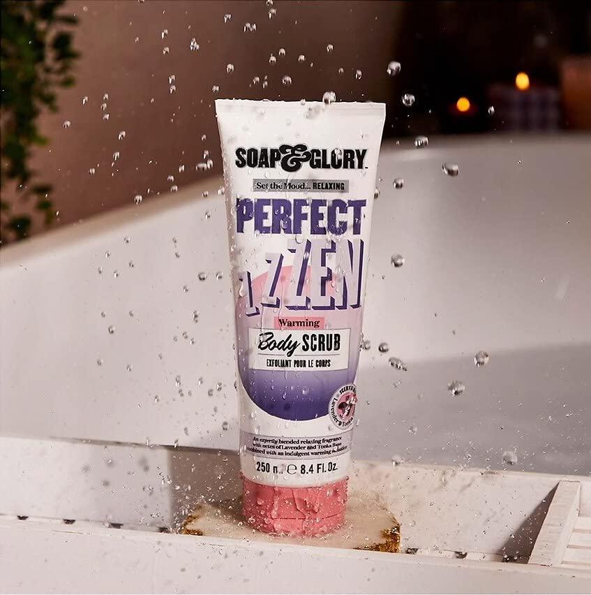 Soap & Glory Soap & Glory Perfect Zen Exfoliating Body Scrub - Smoothing & Buffing Body Scrub - Lavender & Tonka Bean Scented Body Polish - Warming Exfoliating Scrub for Relaxation (250ml)