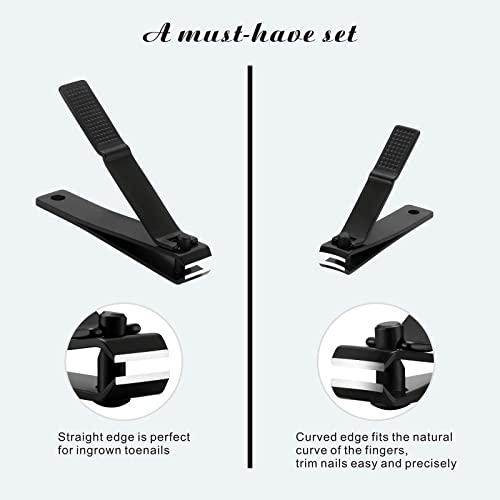 Tomata Tomata Nail Clippers Set for Thick Nails - Fingernail Clippers with File, Ultra Sharp Cutter for Ingrown Toenail Clippers (Black)