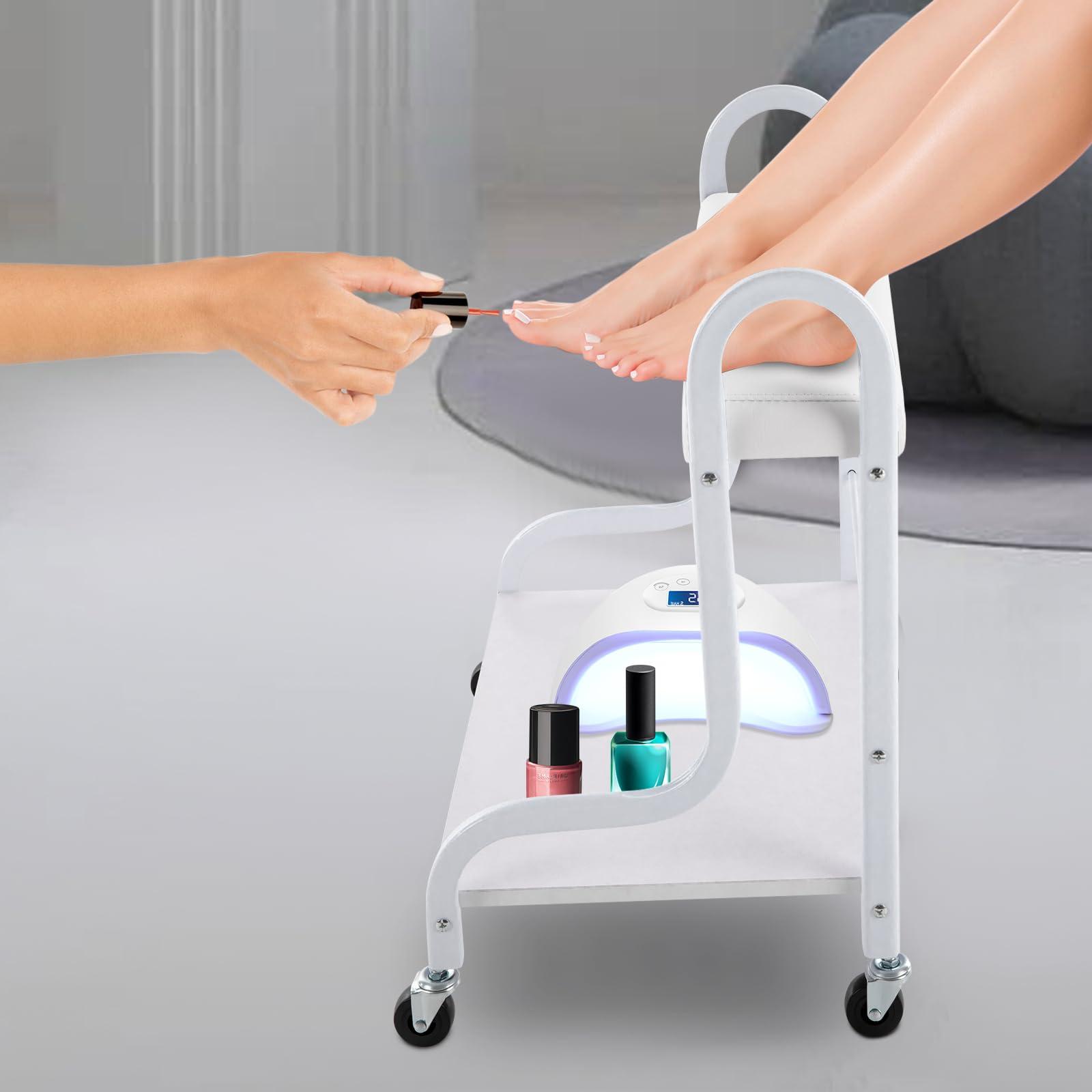 GXFCHYL GXFCHYL Pedicure Foot Rest Cart Pedicure Stool Beauty Salon Nail Or Foot Bath Spa Portable Esthetician Trolley Pedicure Manicure Footrest Portable Pedicure Station Pedicure Chair (White)