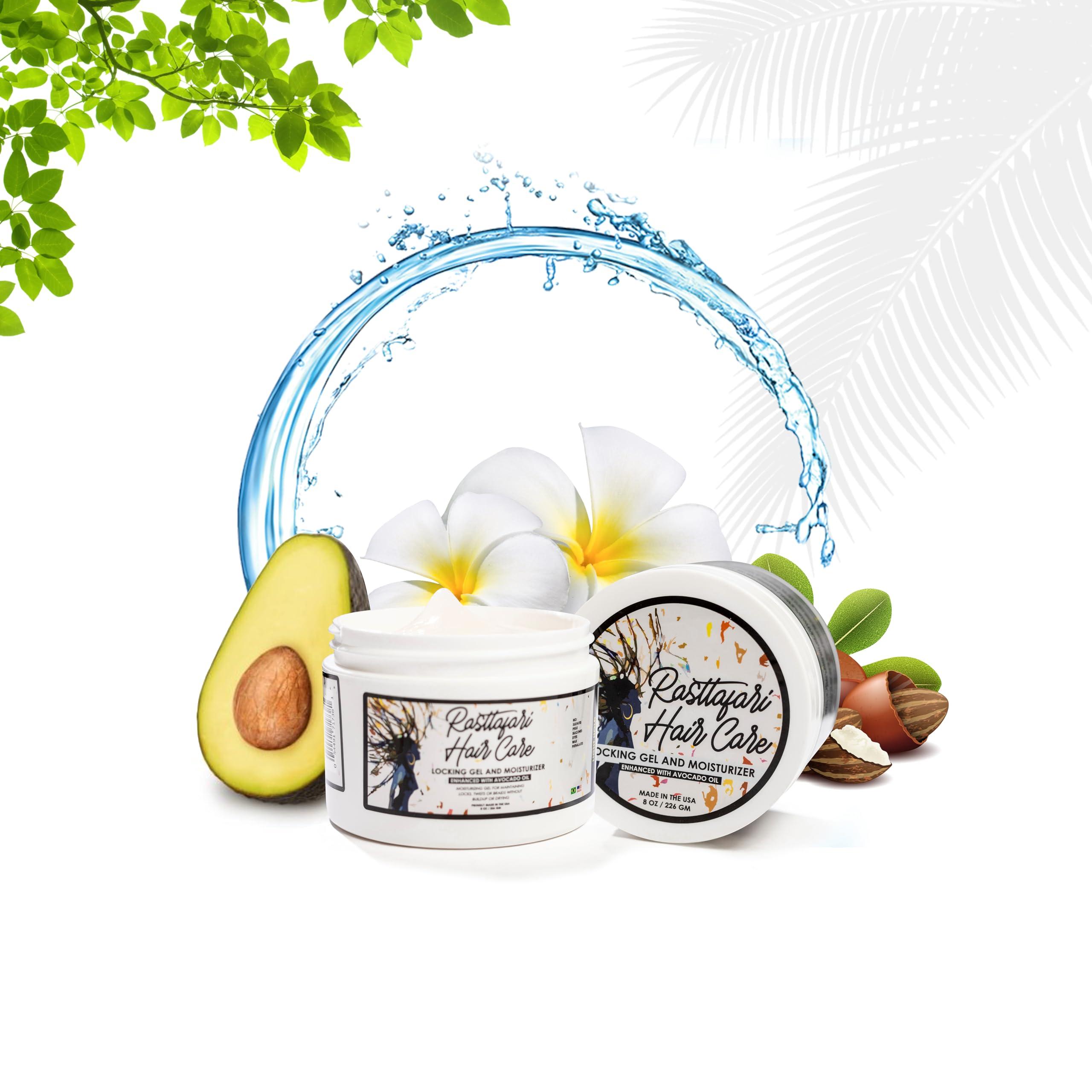 Rasttafari Hair Care Rastta Locs Water Base Locking Gel and Hair Moisturizer for Dreads with Avocado Oil for Dreadlocks, retwist, braids, styling and edges. *NO RESIDUE, FLAKING, WAX, SILICONE, SULFATE (8.00 oz)