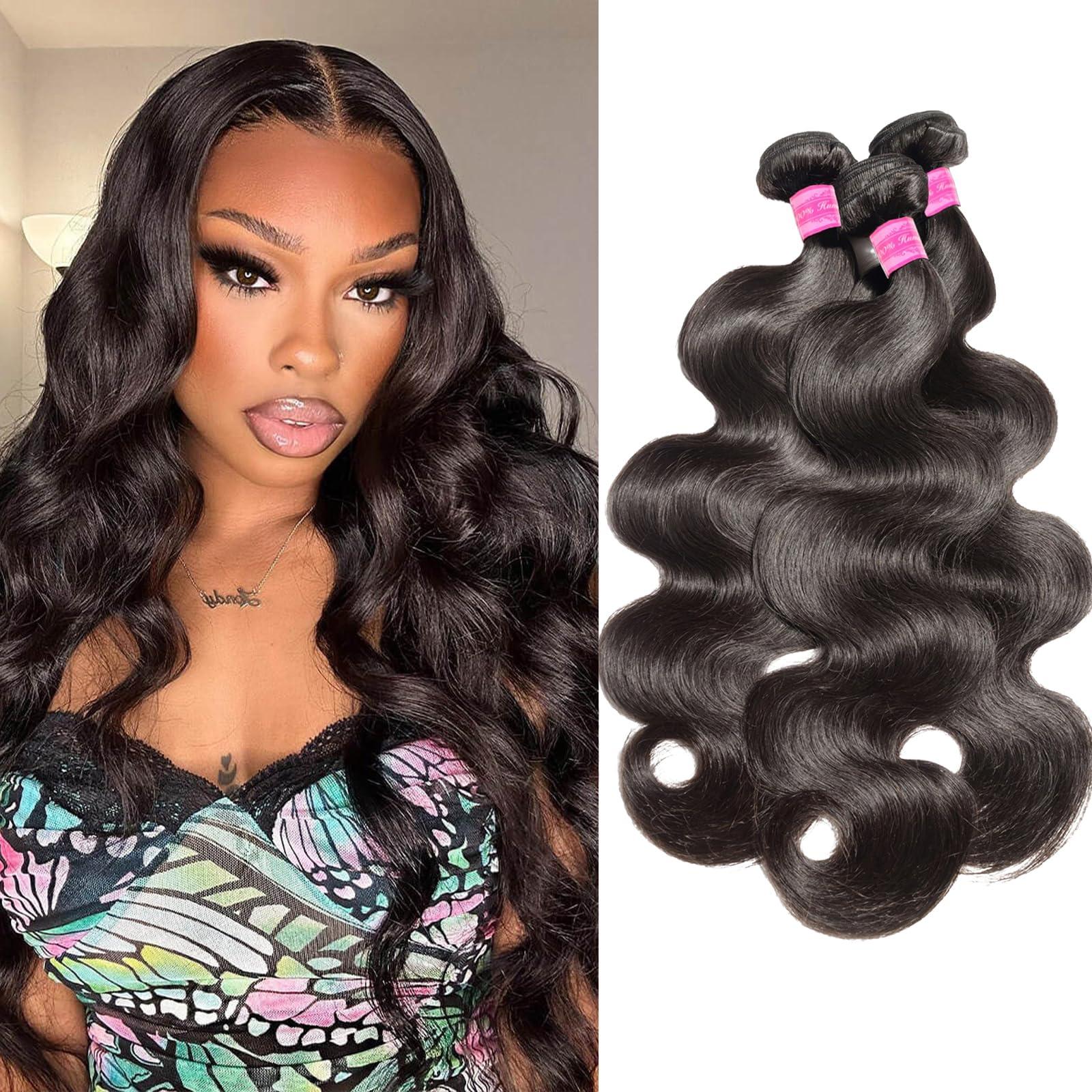 Beauty Queen Beauty Queen 16A Body Wave Bundles Human Hair (22 20 18 Inch) 100% Unprocessed Virgin Remy Human Hair 3 Bundles Full And Thick Quick Weave Hair Bundles Natural Color Hair Extensions