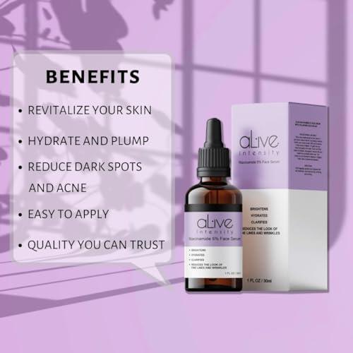 Alive Intensity Niacinamide Face Serum 5% Advanced Skincare - Niacinamide Face Serum Brighten & Glow Ordinary Face Serum For Anti-Wrinkle, Hydrates & Clarifies