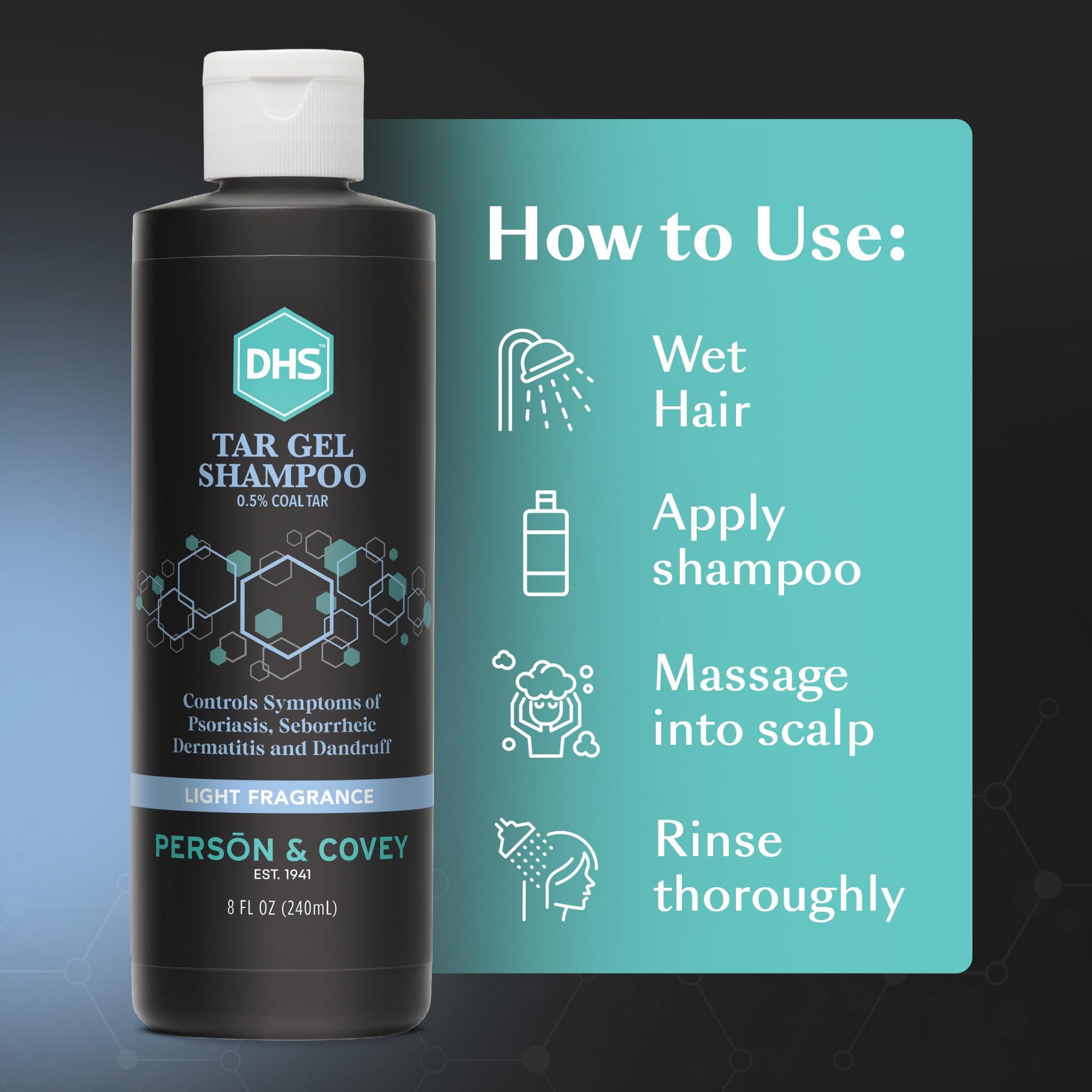 DHS DHS Person & Covey T Gel Shampoo - Anti Dandruff Shampoo, Mildly Scented Psoriasis Shampoo - 8 Fl. Oz. - Refined Coal Tar Gel Formula, Scalp Psoriasis Shampoo, Deep Cleansing Rich Lather