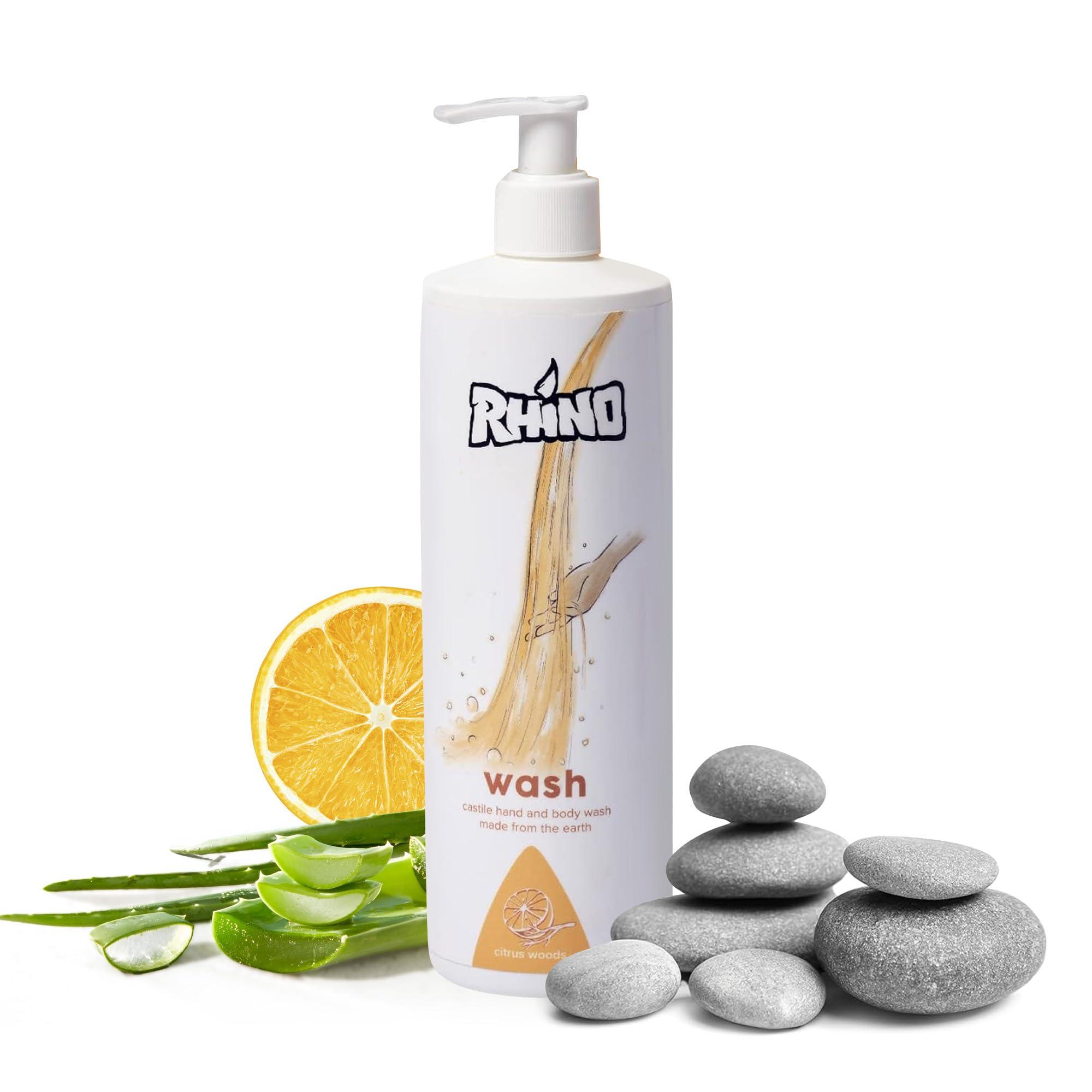 RHINO SKIN SOLUTIONS Rhino Skin Solutions All Natural Plant-Based Castile Hand and Body Wash, Citrus Woods, Made in Oregon - 3.5 oz