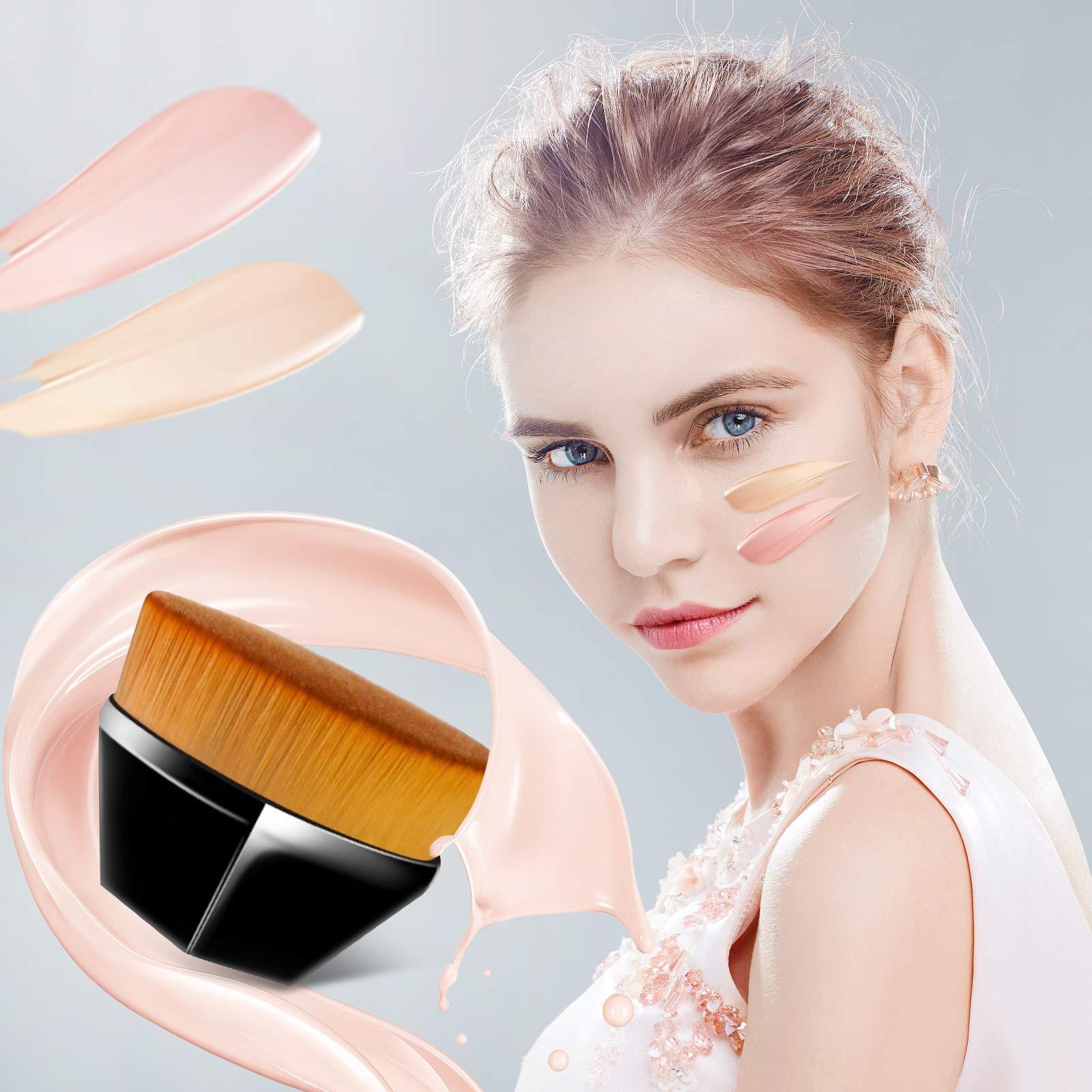 ??? Foundation Makeup Brush, Blush Brushes, Blending Liquid for Flawless Powder Cosmetics with Portable Case (Pink