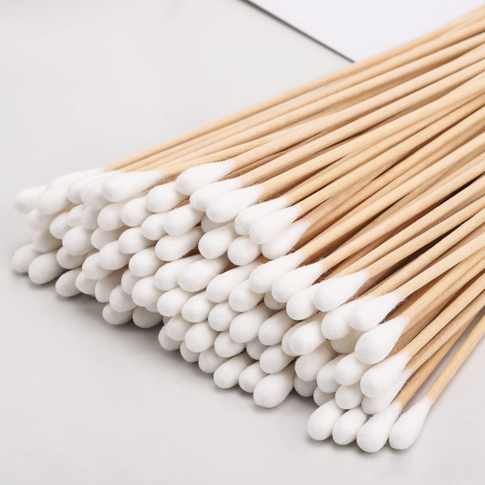 BTYMS 500 Count 6 Inch Long Cotton Swabs with Wooden Handles Cotton Tipped Applicator for Cleaning