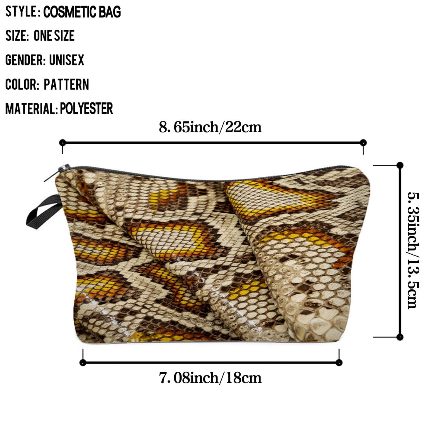 Livel lhood Livel lhood Snakeskin Cosmetic Bag Cute Small Makeup Bag Travel Toiletry Storage Organizer Zipper Pouch Snakeskin Pattern Makeup Bag Birthday Present for Snake Lovers Women Friends