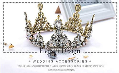 Blufly Blufly Baroque Bridal Crown and Tiara Rose Gold Crystal Full Crowns Dolce Baroque Diadem Headband Pageant Flower Hair Accessories Pearls Bride Headpieces for Women and Girls (D)