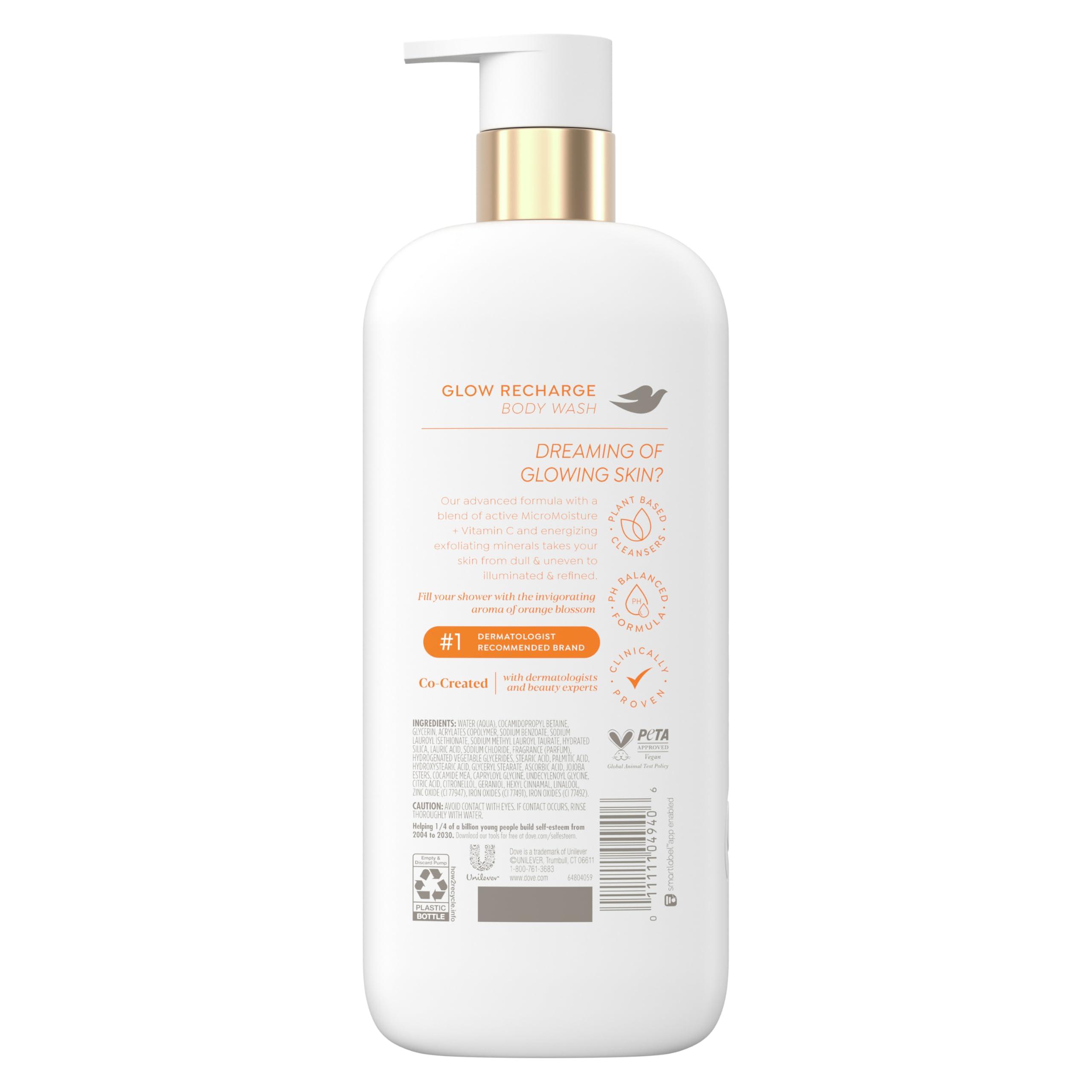 Dove Dove Exfoliating Body Wash Glow Recharge Energizes & illuminates skin 3% brightening serum with vitamin C 18.5 oz