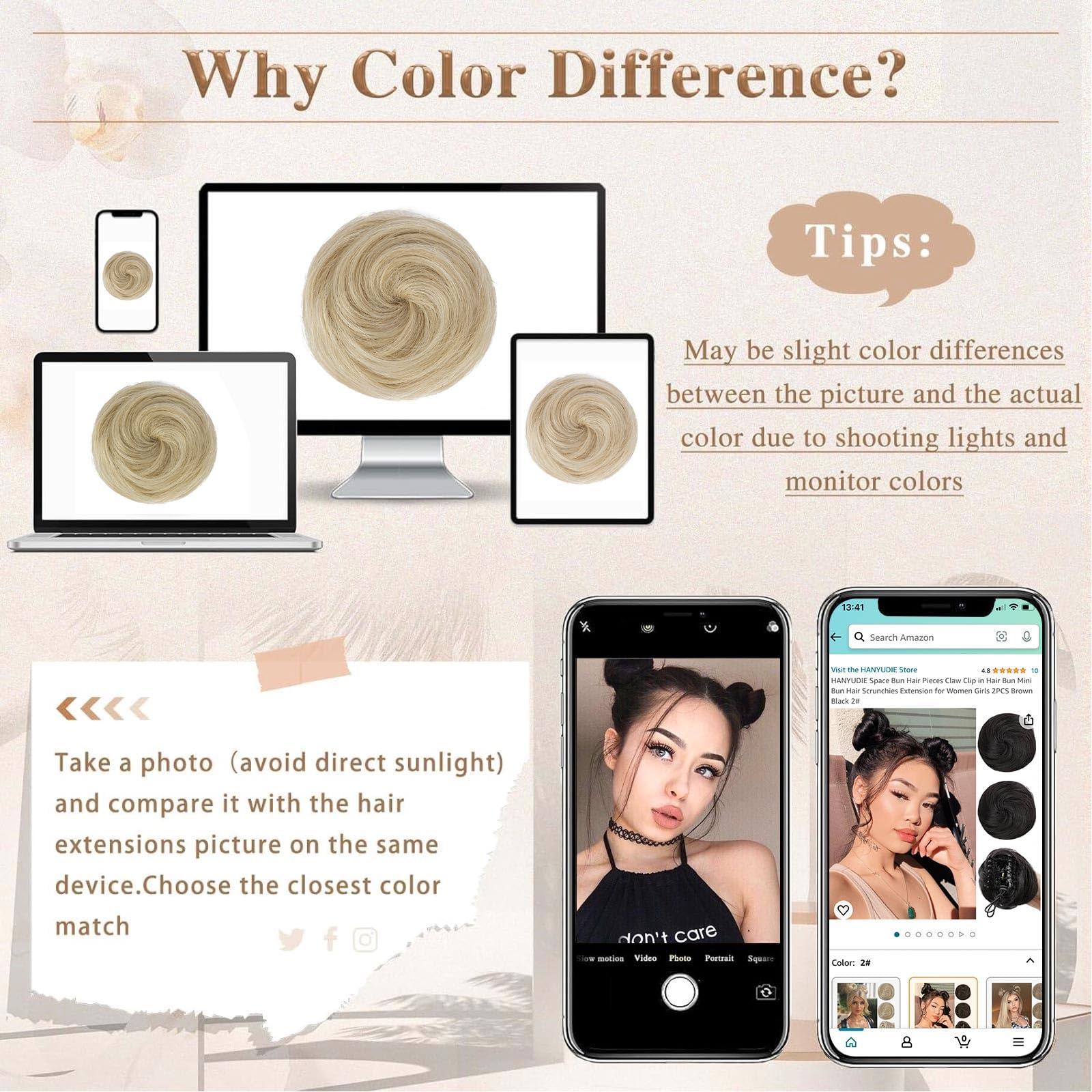 HANYUDIE HANYUDIE Space Buns Hair Pieces 2PCS Claw Clip in Hair Bun Mini Bun Hair Scrunchies Extension for Women Girls 18/613