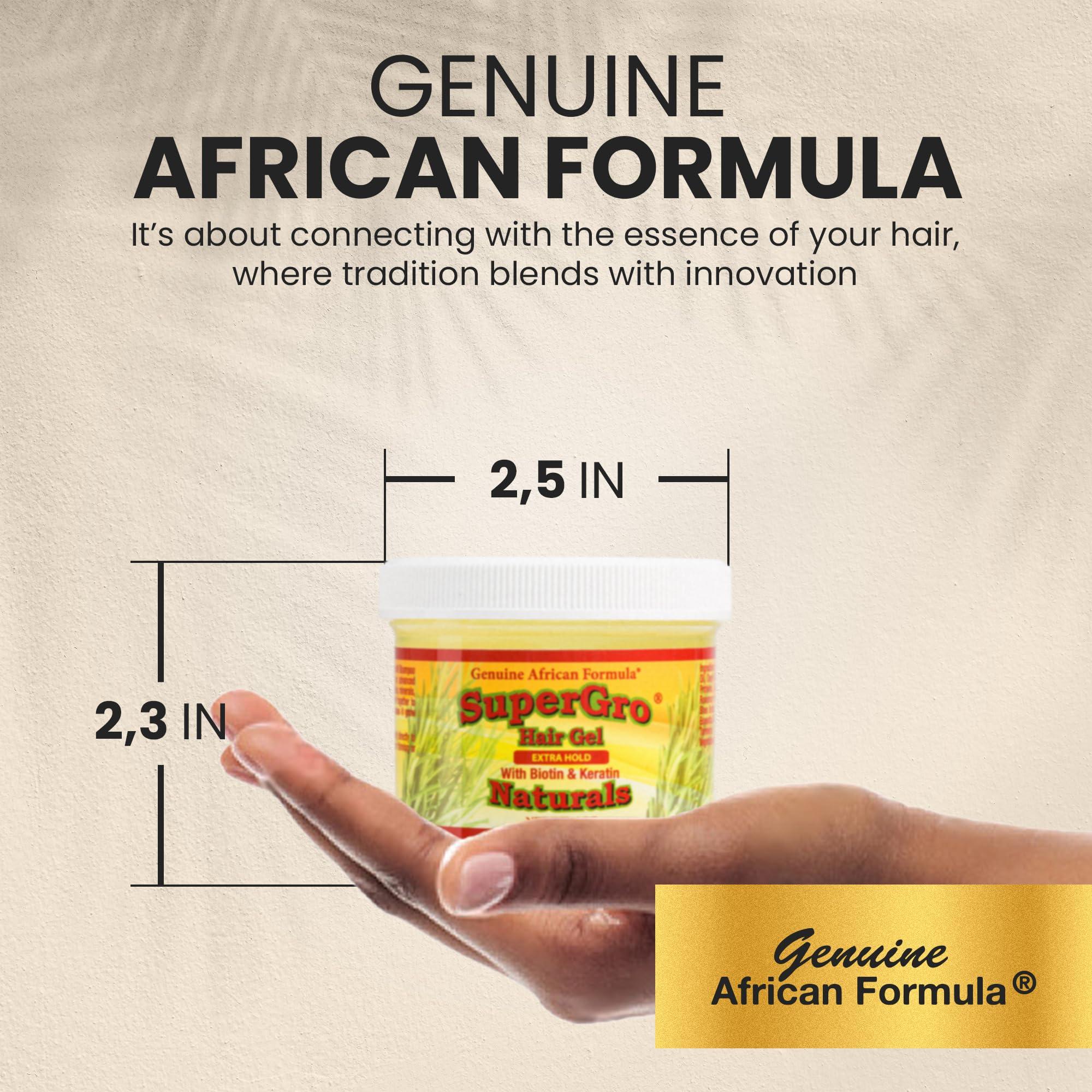 African Formulas SuperGro Hair Gel with Extra Hold - For Breading, Locking, Twisting, Retwisting, Styling - Natural Hair Gel for Nourishing, Shining for Silky, Wavy, Curly, Coily, Frizzy Hair - Hair Care Gel 4 oz