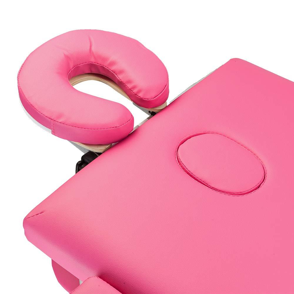 NinthAvenue Basics Massage Table Lightweight Hight Adjustable 2 Sections Folding Portable Aluminum Foot Beauty Massage Spa Bed at Home 60CM Wide Pink, (72.83 x 23.62 x 24.8) in