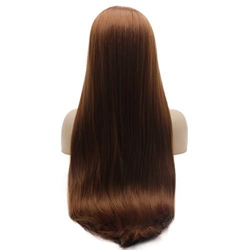 Lushy Lushy Lace Front Synthetic Straight Super Long 28inch Medium Auburn Wig Silk Soft Stylish Wig