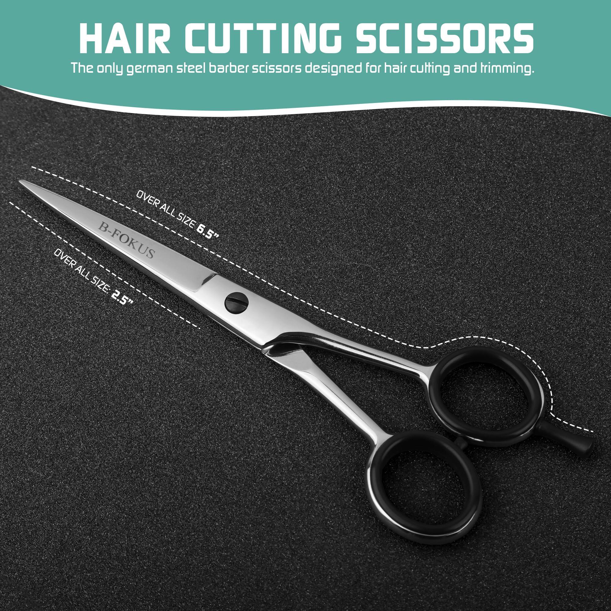 B-FOKUS Professional Hair Cutting Scissors, Made of German Stainless Steel Hair Scissors, 6 inches Hair shears with Case, Barber Accessories Scissor Useful for Salon and Home (Silver Shine)