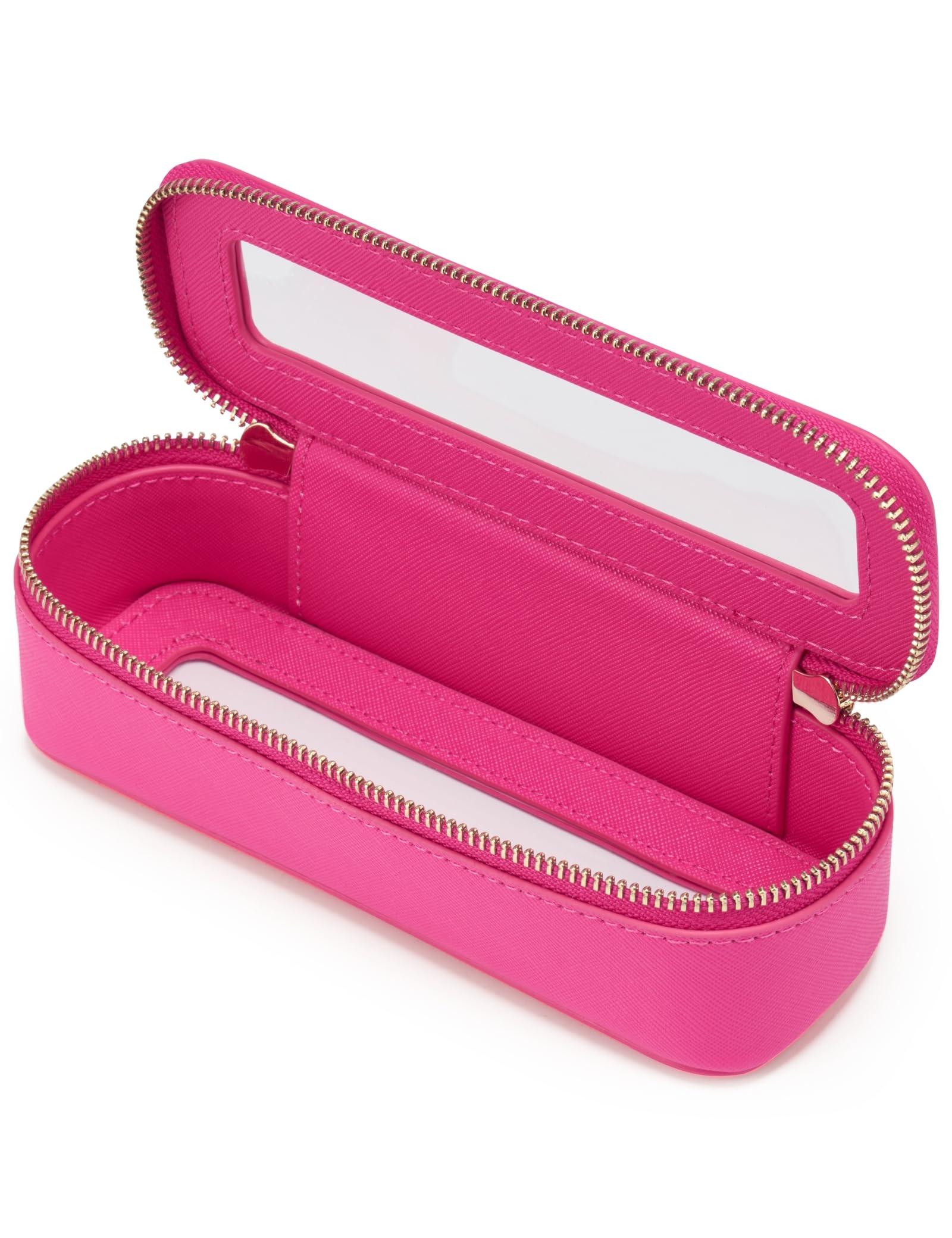 Popvibe Popvibe Slim Makeup Brush Bag Travel Clear Toiletry Bag for Women Cute Make Up Bag for Traveling Cosmetic Bag Organizer Waterproof Tansparent Beauty Makeup Case Hot Pink