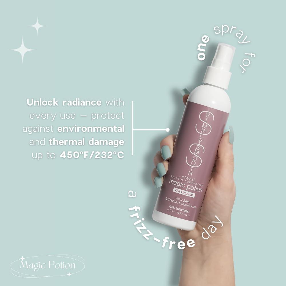 SIMPLY SMOOTH SIMPLY SMOOTH Magic Potion Original Leave In Conditioner Detangler & Heat Protection Styling Spray Repair & Reduce Breakage Color Safe & Sodium Chloride Free 8.5oz