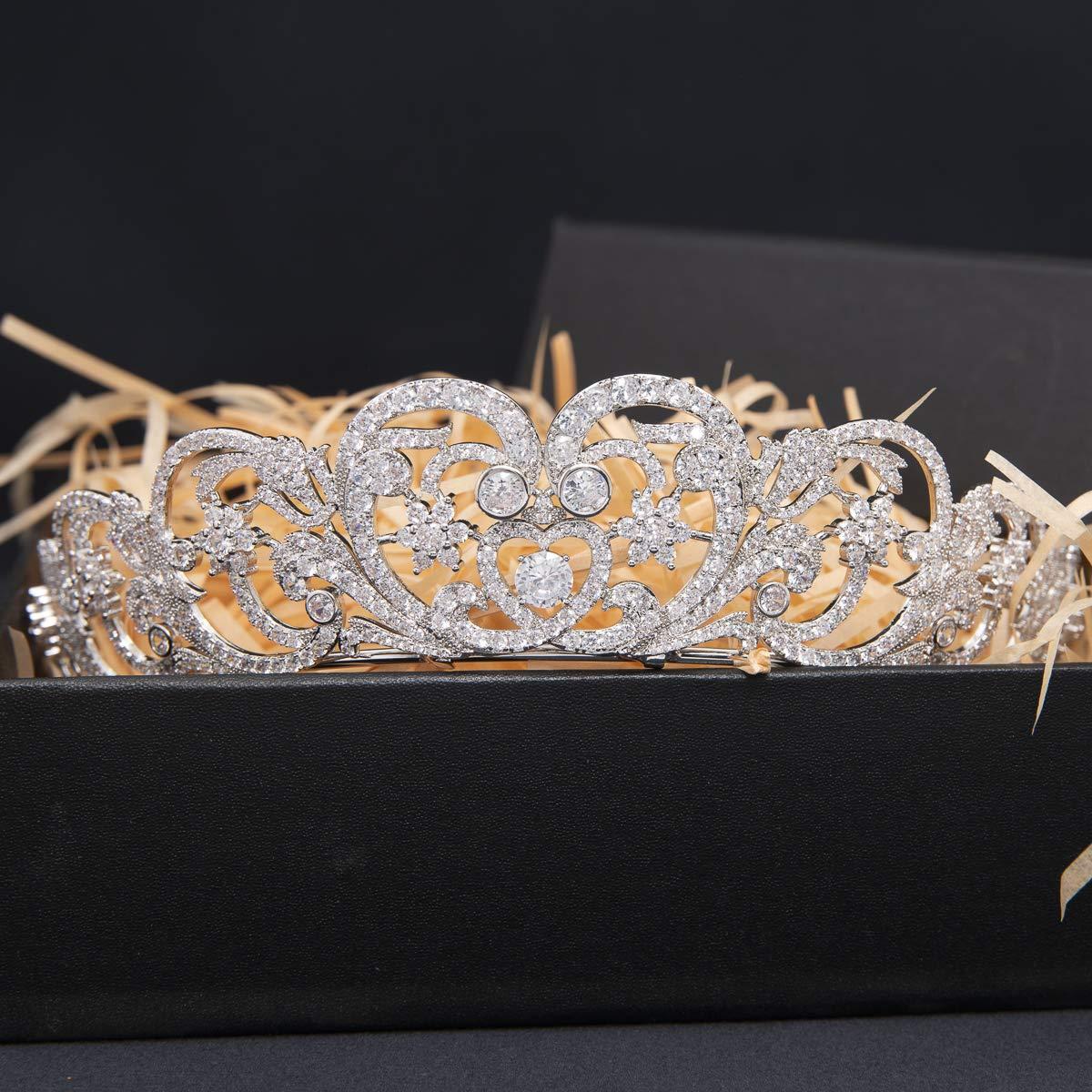 SEPBRIDALS The Spencer Replica Tiara Cubic Zirconia Royal Diadem for Wedding,Crystal Princess Headpieces,Prom Hair Jewelry CH10384