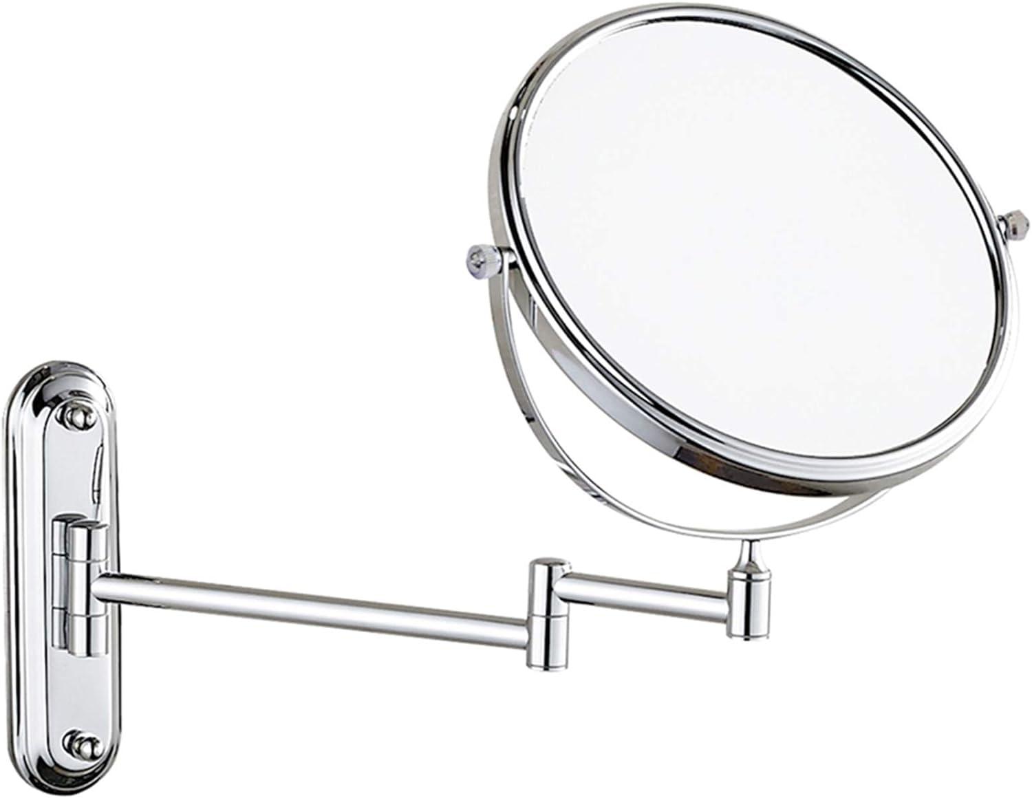 RomildaYuan RomildaYuan Wall-Mounted Makeup Mirror,8 inch Brass Magnifying Double Sided Shaving Mirror,Bathroom Extendable 360 Swivel Cosmetic Vanity Mirror,Nickel,7X /Chrome/5X