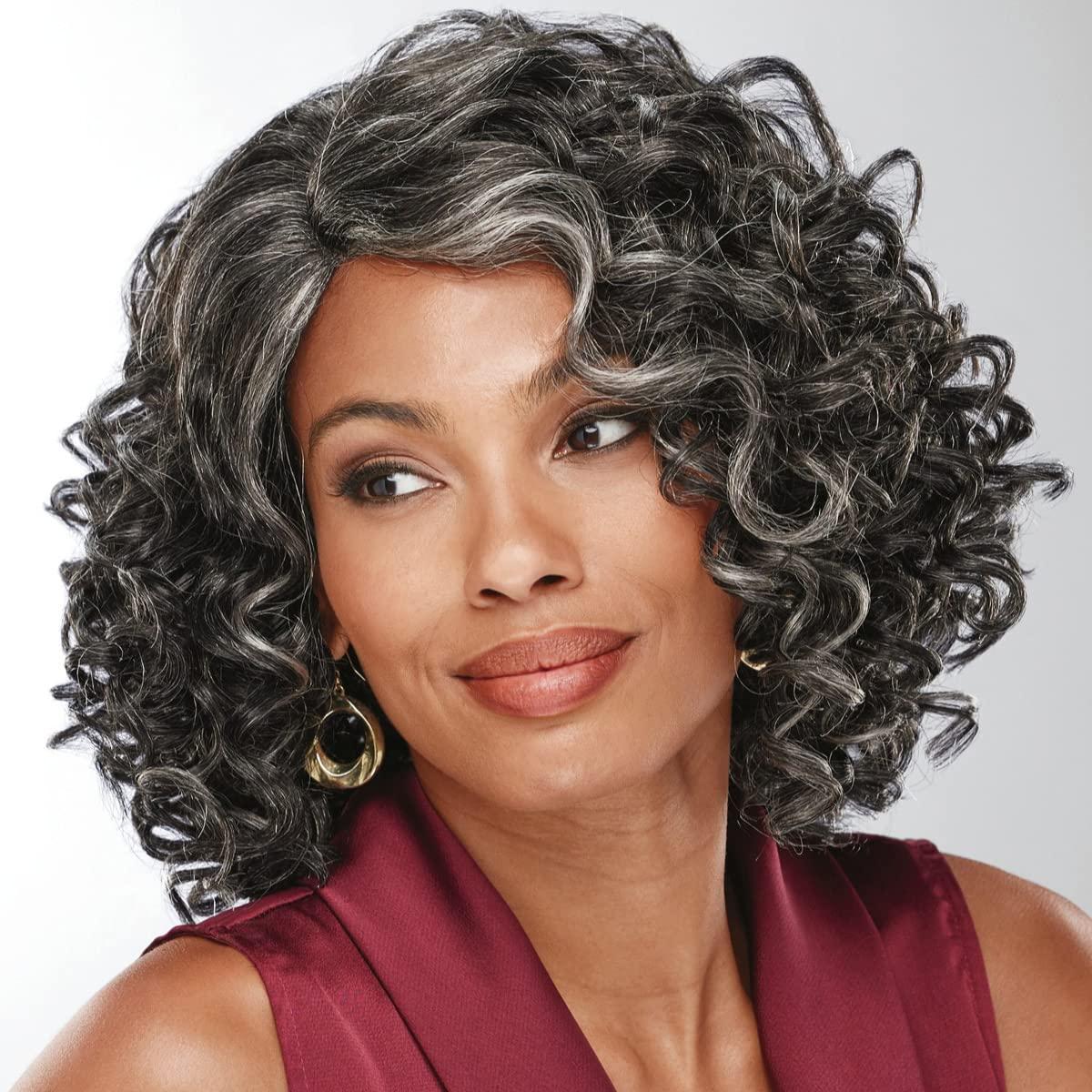 Especially Yours Especially Yours Tyra Wig Glamorous Shoulder-Length Wig with Voluminous Bouncy Corkscrew Curls, Natural-Looking Hand-Tied Lace Part/Runway Shades of Black and Black with Highlights