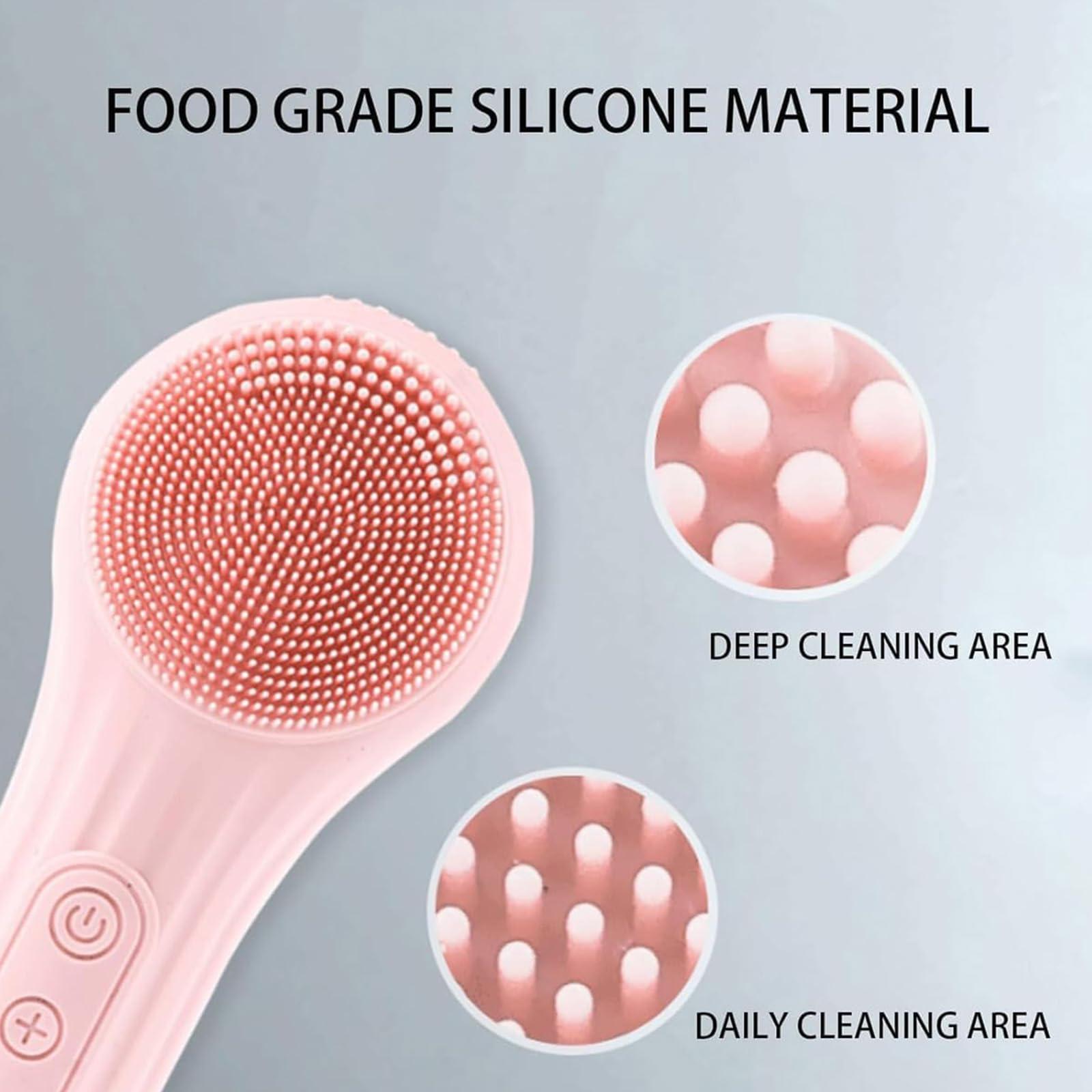 Generic Lumiglow Facial Cleanser, Lumiglow Electric Face Scrubber, Electric Facial Cleansing Brush, Waterproof And Rechargeable Silicone Face Scrubber, Facial Brushes for Cleaning (2pcs,Pink)