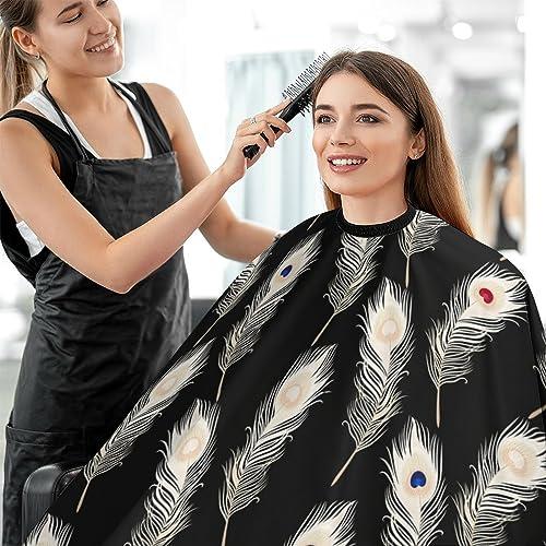 LJFABKY Peacock Feathers Professional Hair Cutting Cape Salon Barber Apron with Adjustable Snap Closure