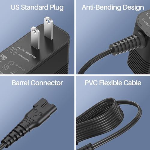 XHUCHINMAL 1.9V Charger for Panasonic Beard Hair Trimmer ER-GB80 ER-GB70 ER-GB60 ER-GK80-S Power Cord for Panasonic Trimmer RE9-45 RE9-52 RE9-70 RE9-86 RE9-46 RE9-49 RE9-76 RE9-52 RC3-27 RC3-32 1.4A AC Adapter
