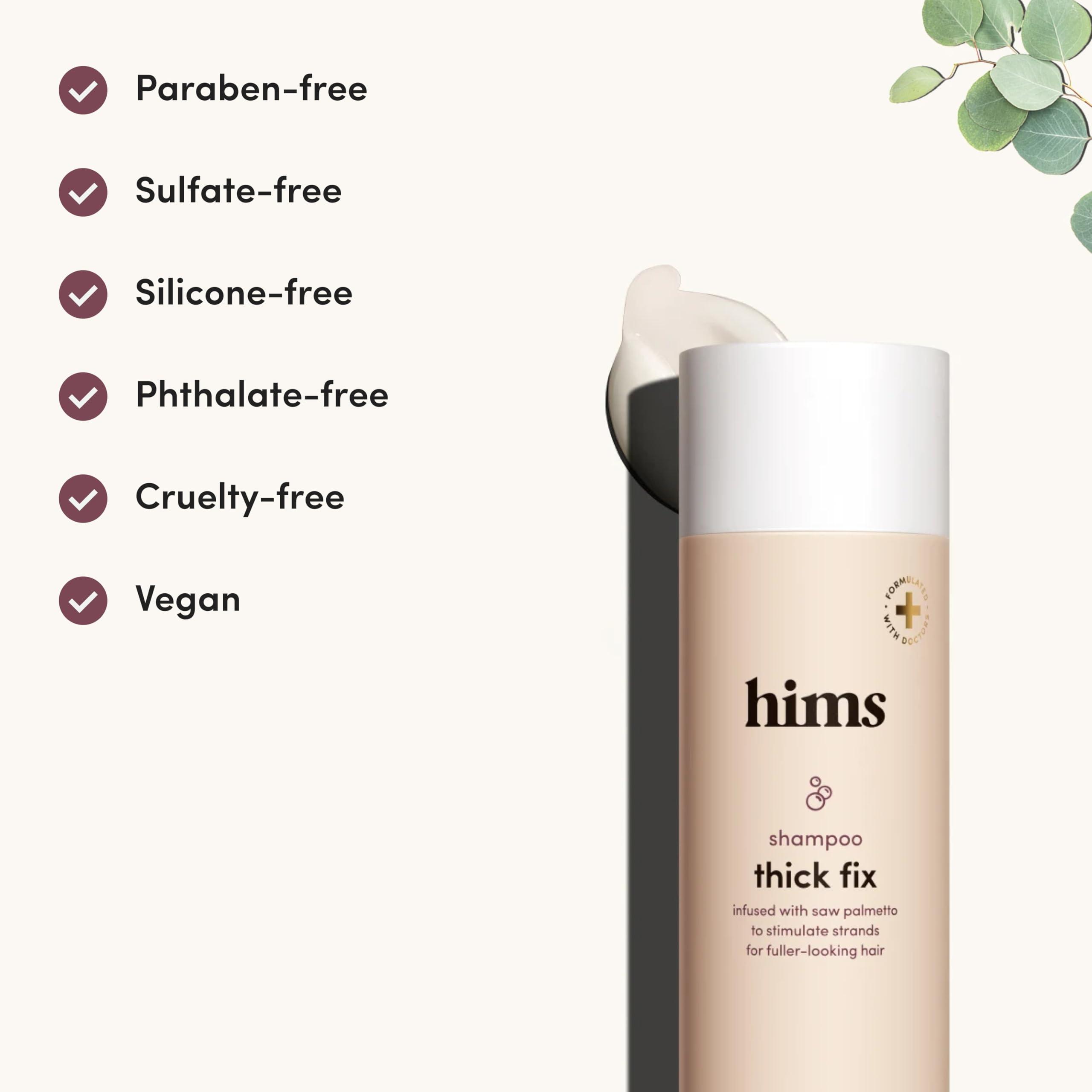 HIMS & HERS hims Thick Fix Shampoo & Conditioner Set - Thickening Shampoo and Conditioner with Saw Palmetto and Niacinamide - No Parabens or Sulfates, Vegan and Cruelty Free - Eucalyptus Grove, 2 Pack, 6.4 fl oz