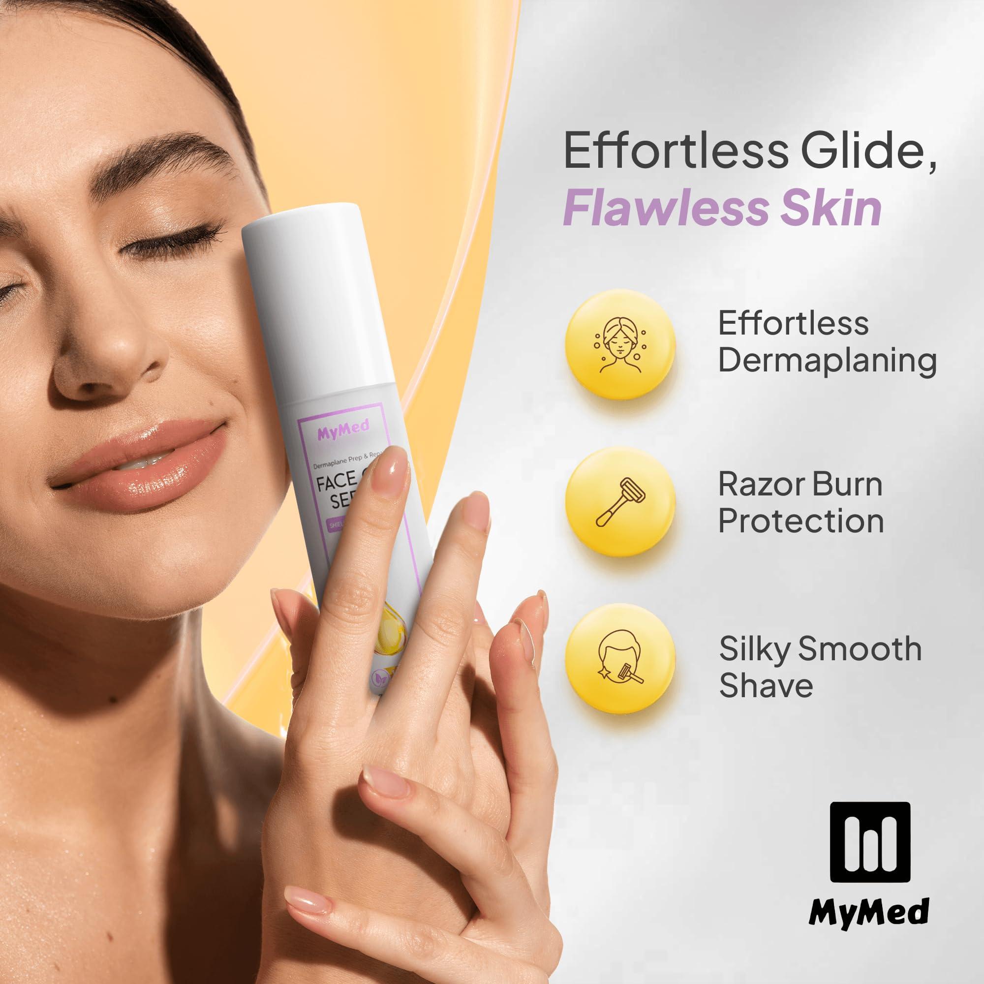 MyMed Dermaplaning Oil & Stainless Steel 10R Blades Dermaplaning 10R Pack of 200 Dermaplaning Blades 10r,+ Dermaplane Oil for Smooth Razor Glide, with Squalene & Vitamin E, Face Oil for Dermaplaning Oil