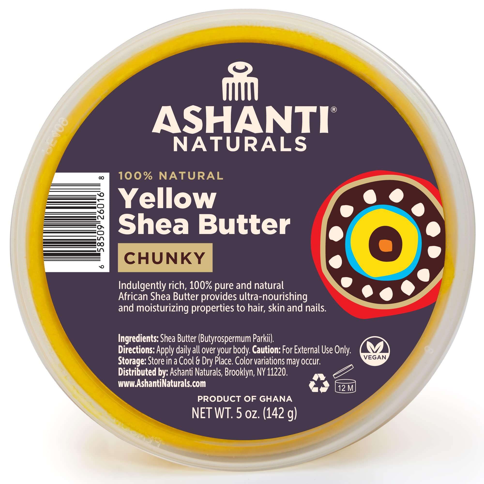 Ashanti Naturals Ashanti Naturals Yellow Chunky Raw Shea Butter | Unrefined African Shea Butter from Ghana | 100% Natural Moisturizer, No Additives - 5 oz