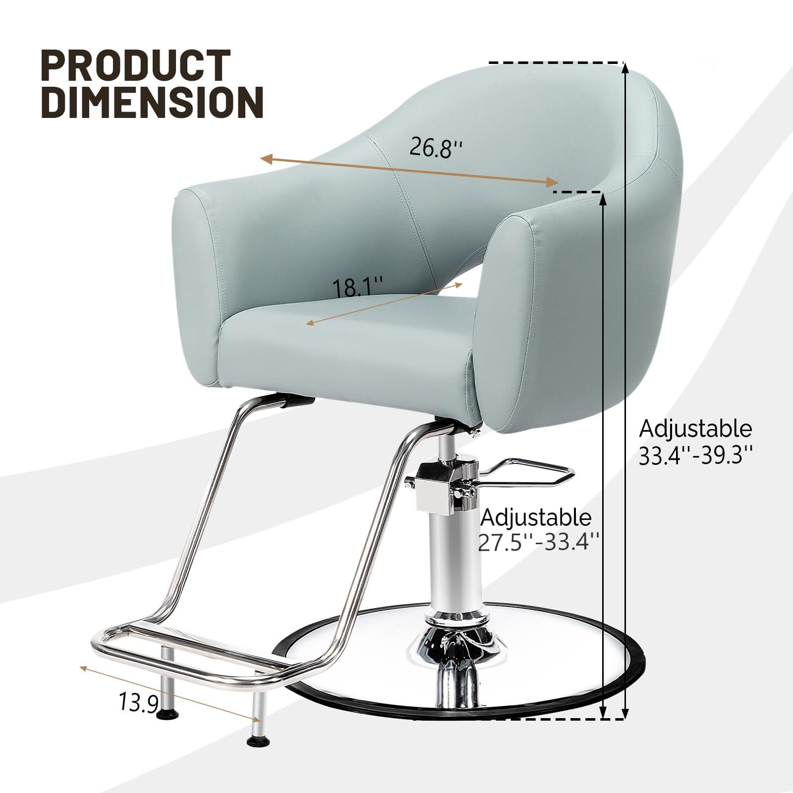 OmySalon OmySalon Hair Salon Chair for Hair Stylist with Thick Cushion & Wide Footrest, Hydraulic Barber Chair Heavy Duty 360Swivel, Styling Chair for Women Hairdresser Home Barbershop