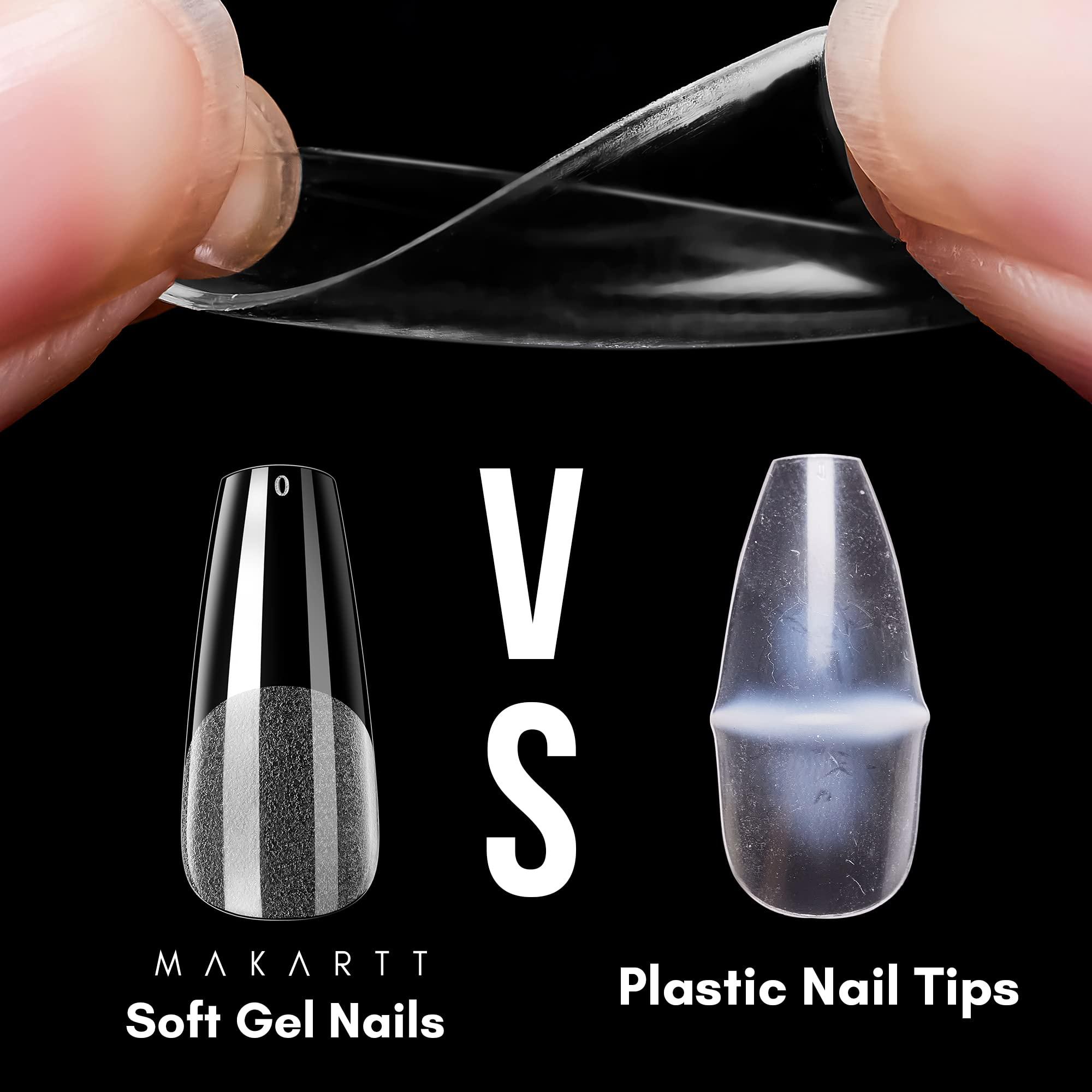 Makartt Makartt Nail Stand Hand Rest for Nails, Nail Hand Rest Manicure Supplies Bundle 500Pcs Soft Gel Full Cover Nail Tips, Medium Coffin Clear Fake Nail Tips