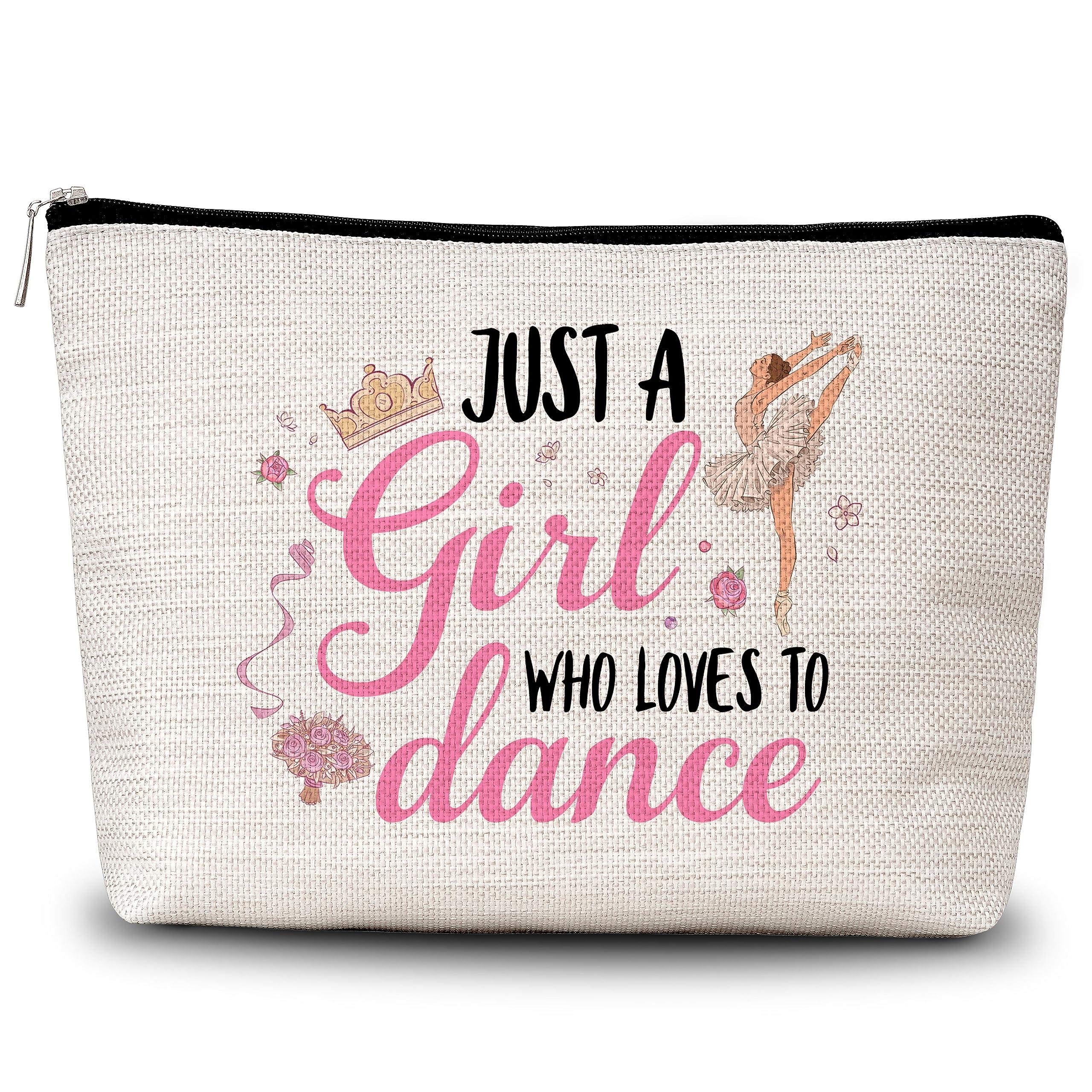 GREOXG GREOXG Just A Girl Who Loves to Dance Makeup Bag Ballerina Cosmetic Travel Bag Dancer Friendship Gifts for Dance Lovers Girls Teens Women Birthday Christmas-A35