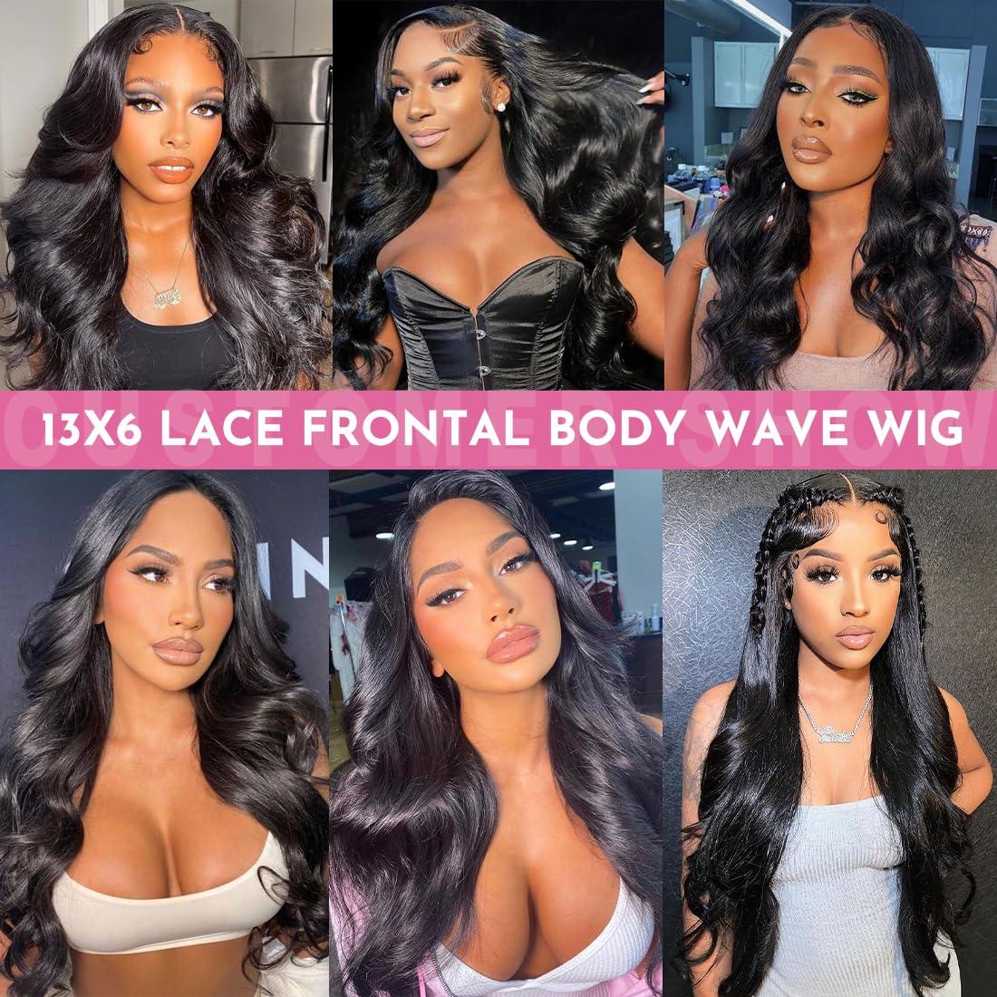 WXG 26 Inch 13x6 Body Wave Lace Front Wigs Human Hair Pre Plucked HD Transparent Lace Frontal Glueless Wigs Human Hair with Baby Hair for Women