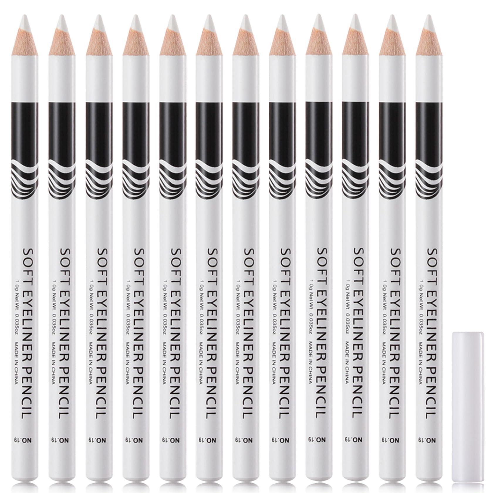 WENJLYJ WENJLYJ 12 PCS White Eyeliner Pencils,Professional Long Lasting Waterproof White Makeup Pencils,Highly Pigmented Inner Corner Eye Highlighter Eyeliner Pencil White Eye Liner Pen Sets for Women