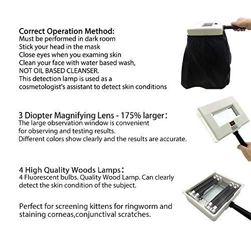 Eagou Diary Eagou Diary Woods Lamp Skin Analyzer,Magnifying Handle Woods-Lamp,UV Light for Facial Skin Analyze Facial Detector with Black Shade Cloth