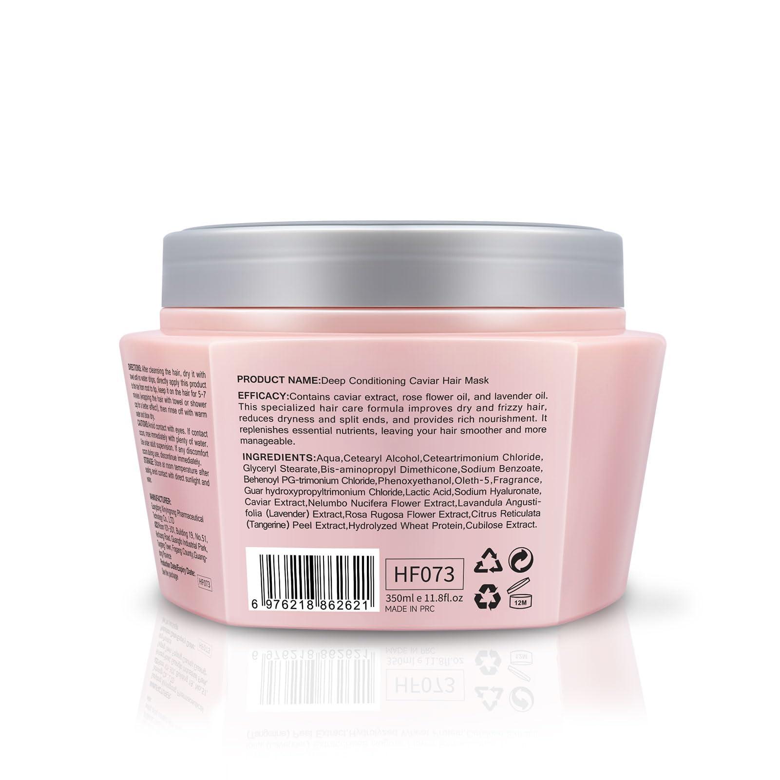 CNMOFAXIN CNMOFAXIN Caviar Hair Mask, Enriched with Caviar Essence, Keratin, & Herbal Extracts for Ultimate Shine & Softness, Deep Conditioning Treatment for Dry or Damaged Hair, 11.8 fl ozSulfate-Free